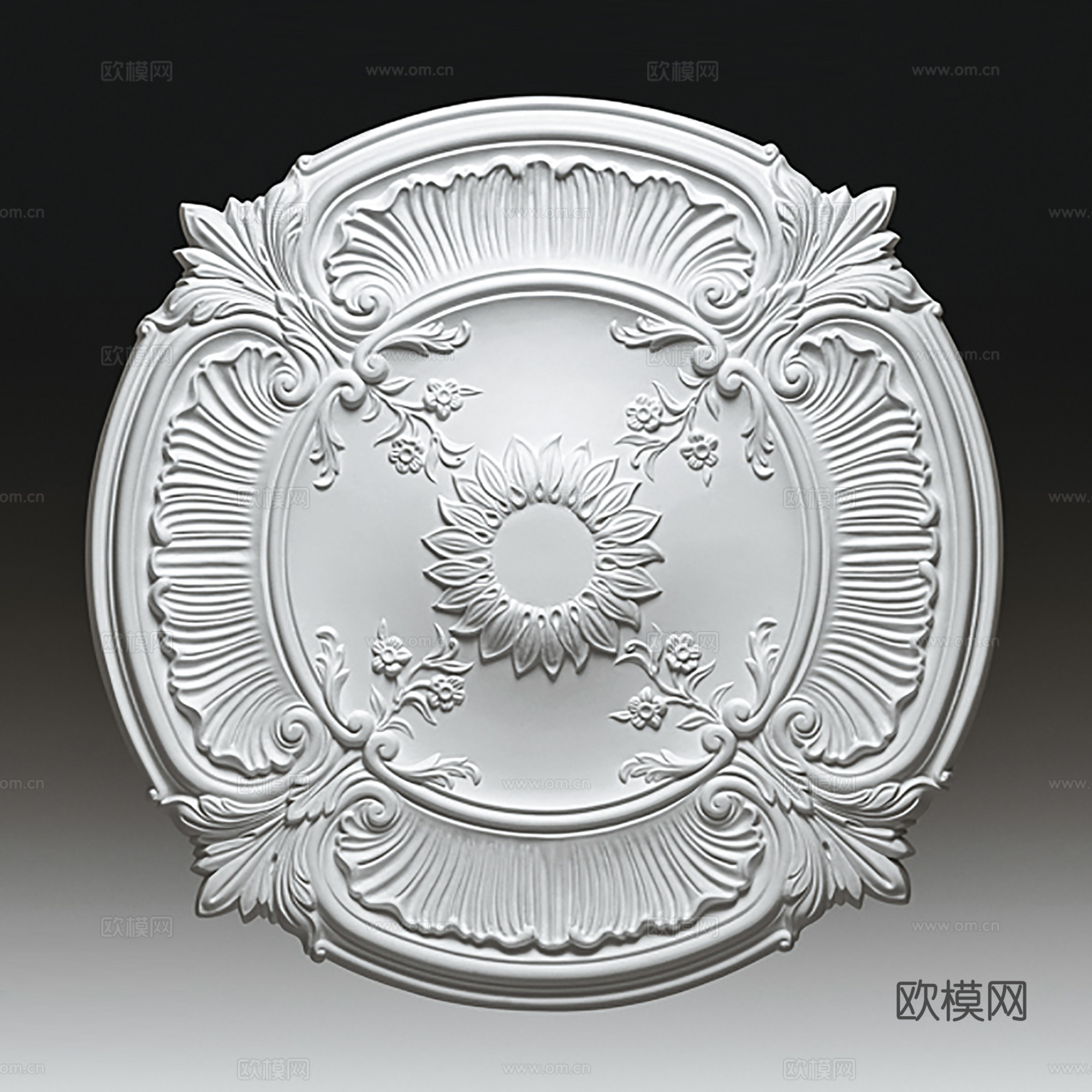 欧式雕花天花圆饰3d模型