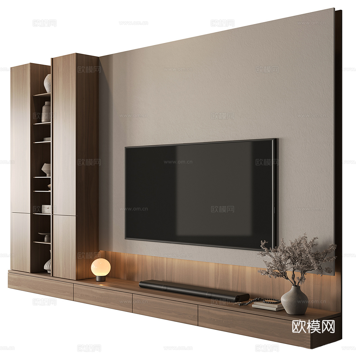 现代意式极简电视背景墙3d模型