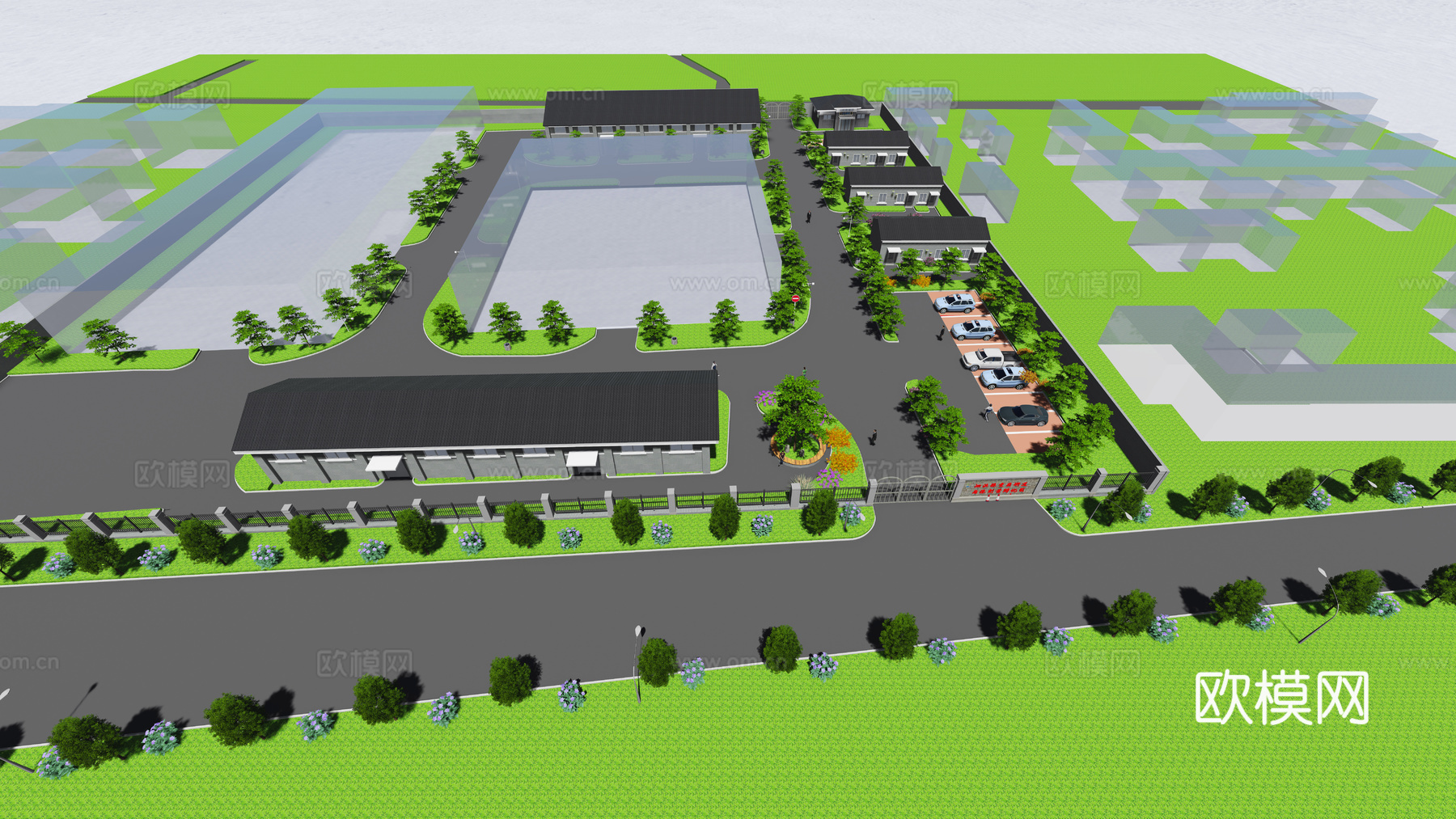 现代创业园su模型下载