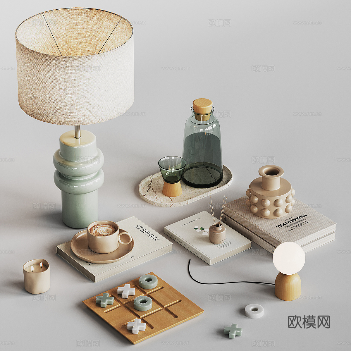 现代意式饰品摆件组合3d模型