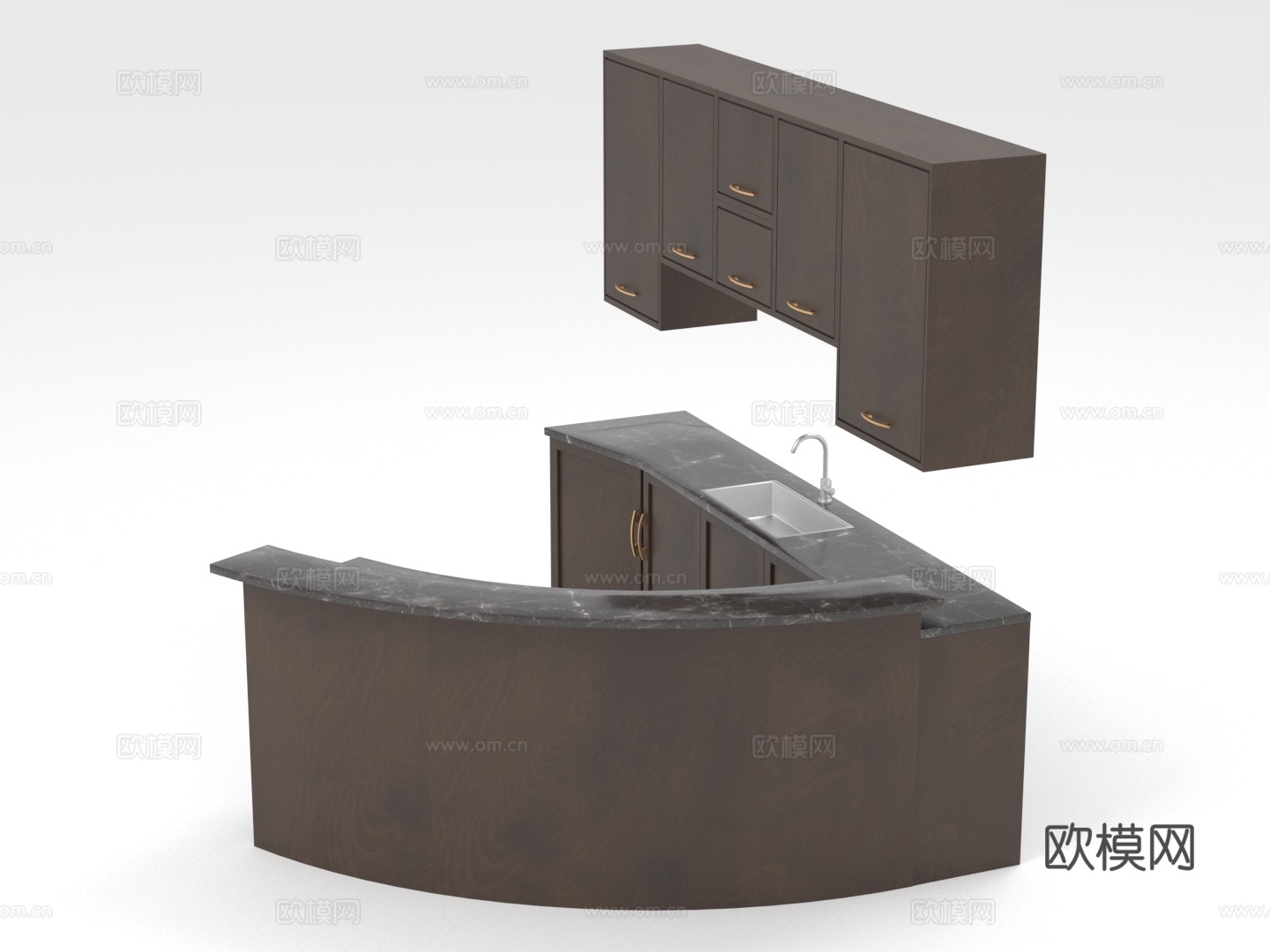 吧台 吊柜 水槽柜 橱柜 接待台 柜子3d模型