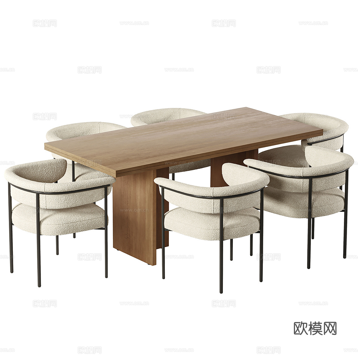 现代意式餐桌椅组合3d模型