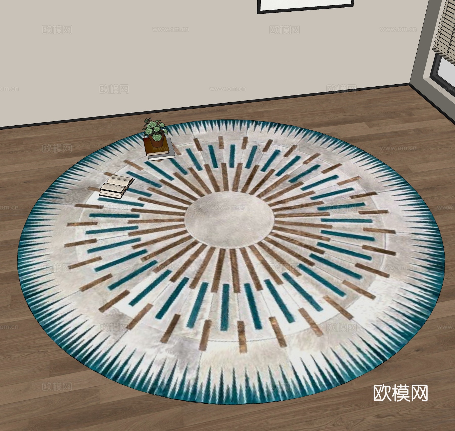 现代地毯 圆毯 复古地毯 奶油侘寂毛绒地毯 民宿地毯su模型