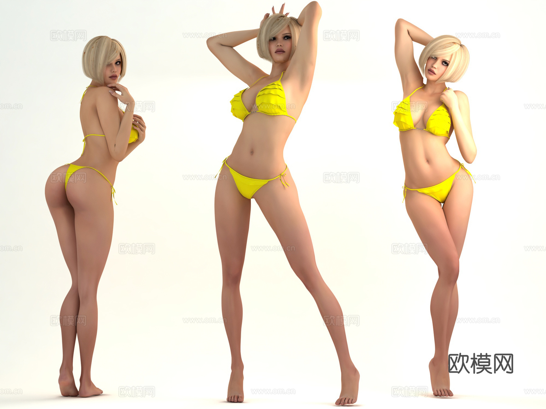 金发欧美女人 美女女性人物 卡通动漫女生 模特小姐姐3d模型
