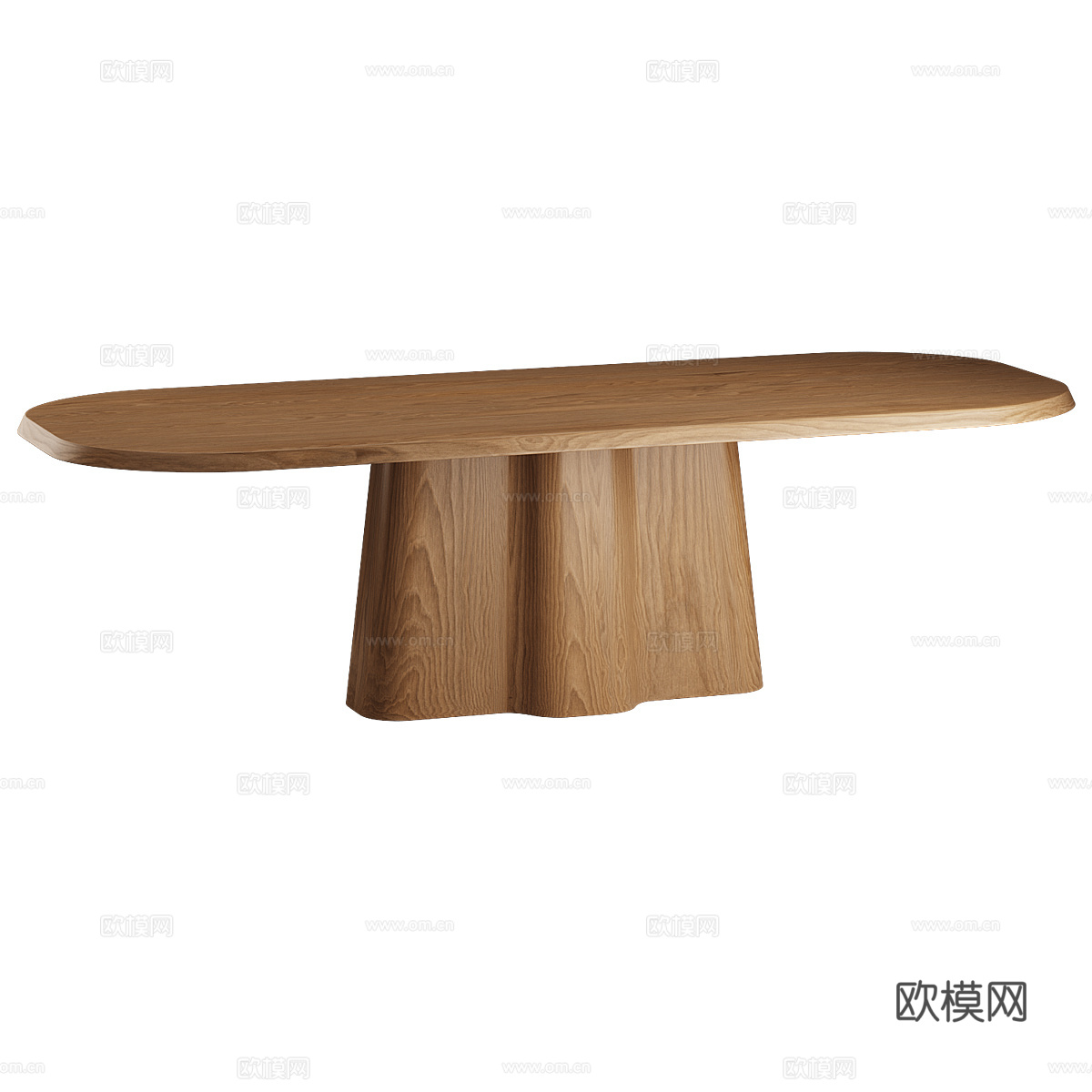 现代意式实木椭圆餐桌3d模型