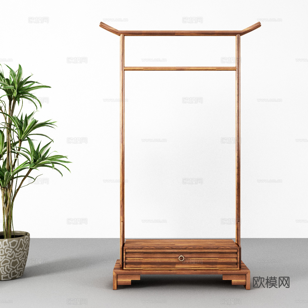 新中式衣架盆栽3d模型