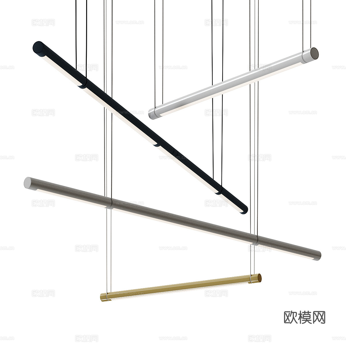 现代轻奢极简线性装饰吊灯3d模型