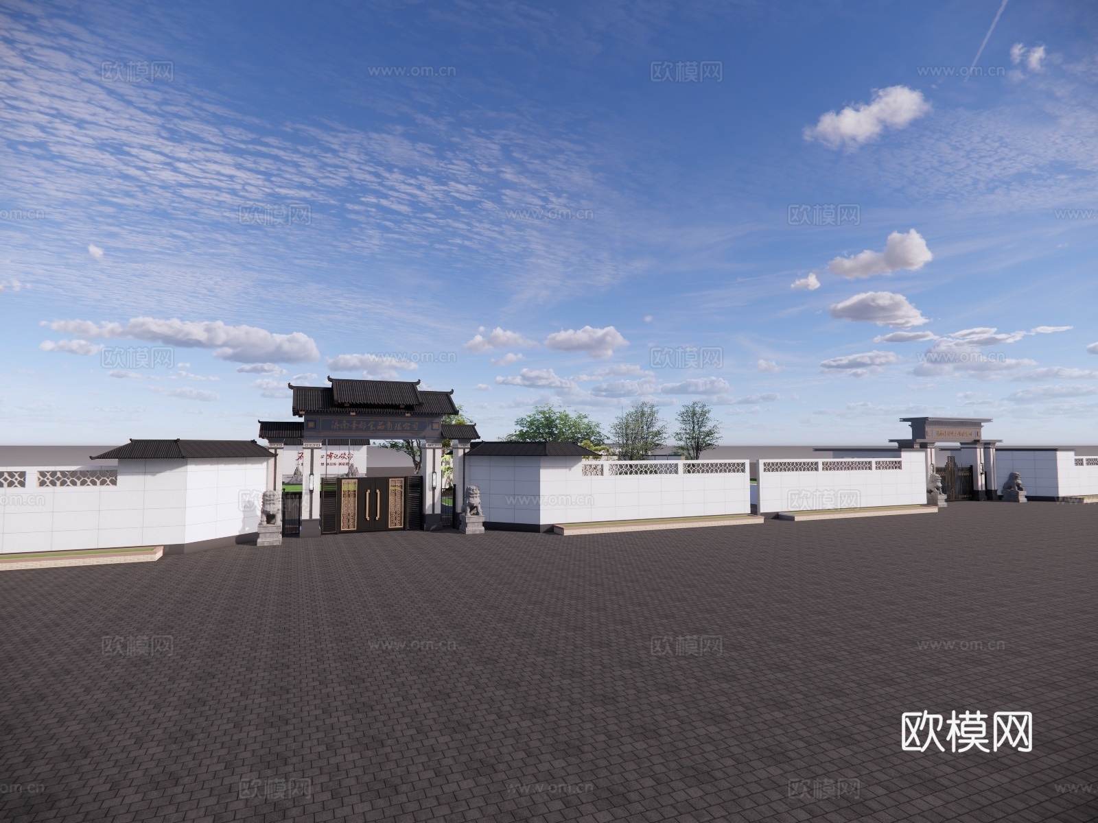 小区入口大门su模型