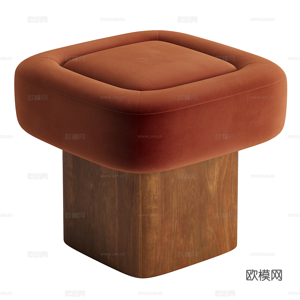 新中式布艺木凳3d模型