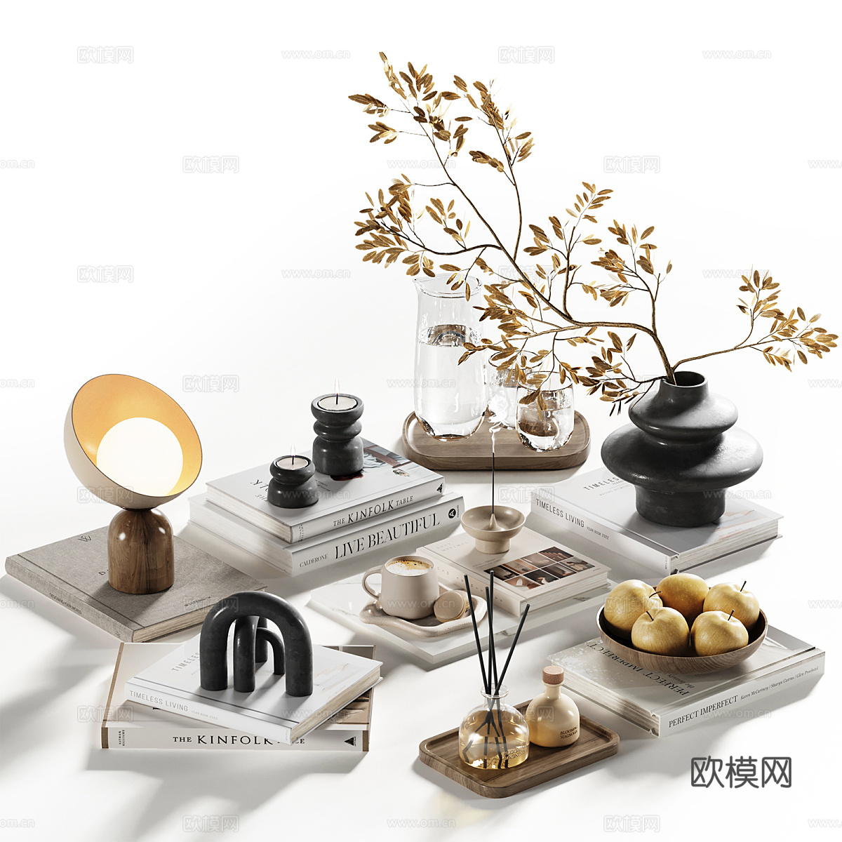 新中式轻奢饰品摆件组合3d模型