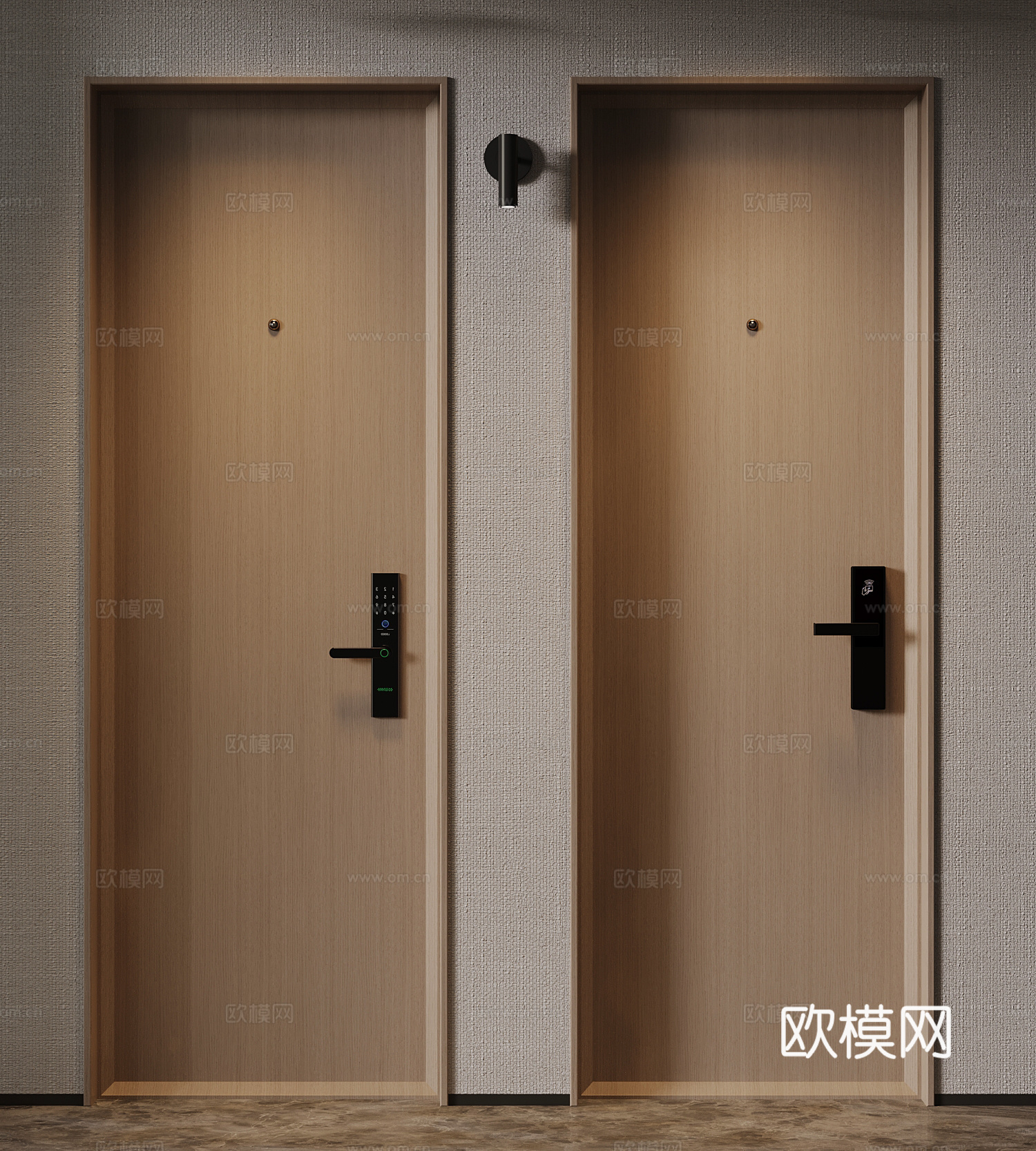 单开门 酒店代单开门 木门3d模型
