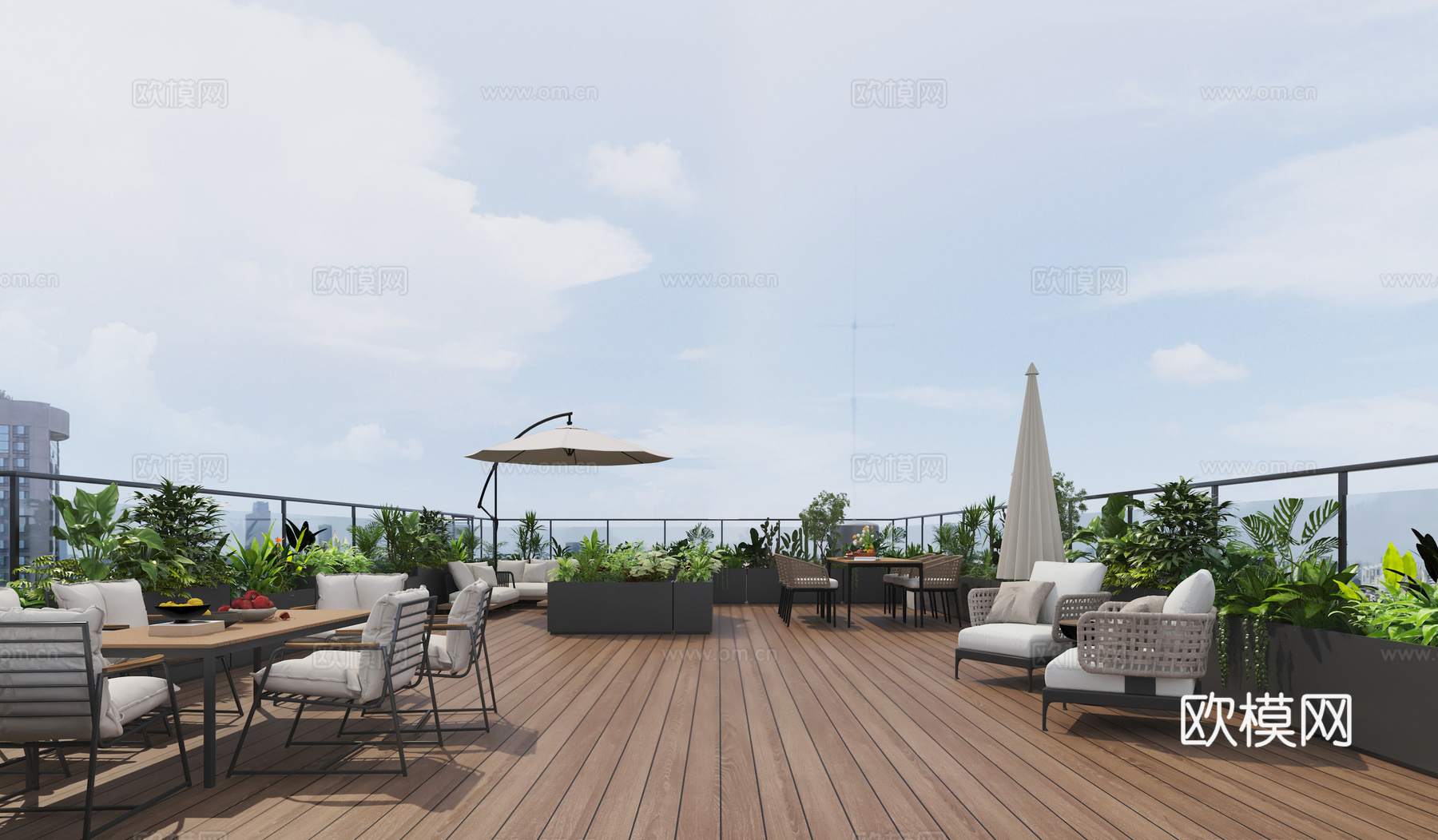 现代屋顶花园3d模型