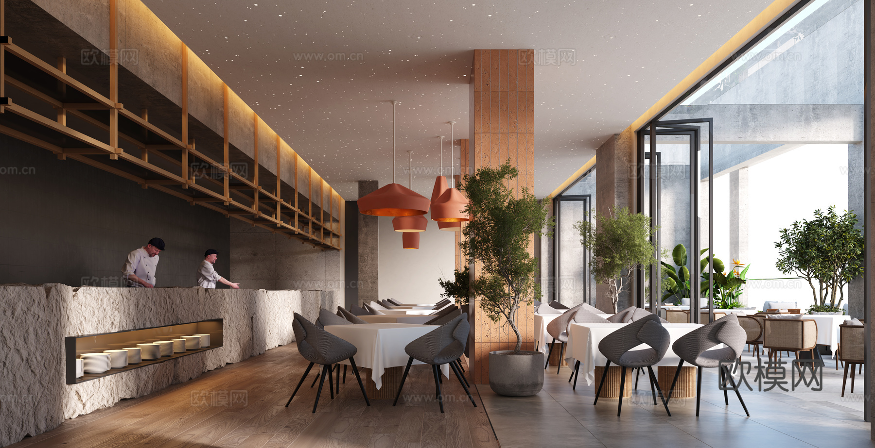 酒店星空餐厅 早餐厅 露台餐厅3d模型