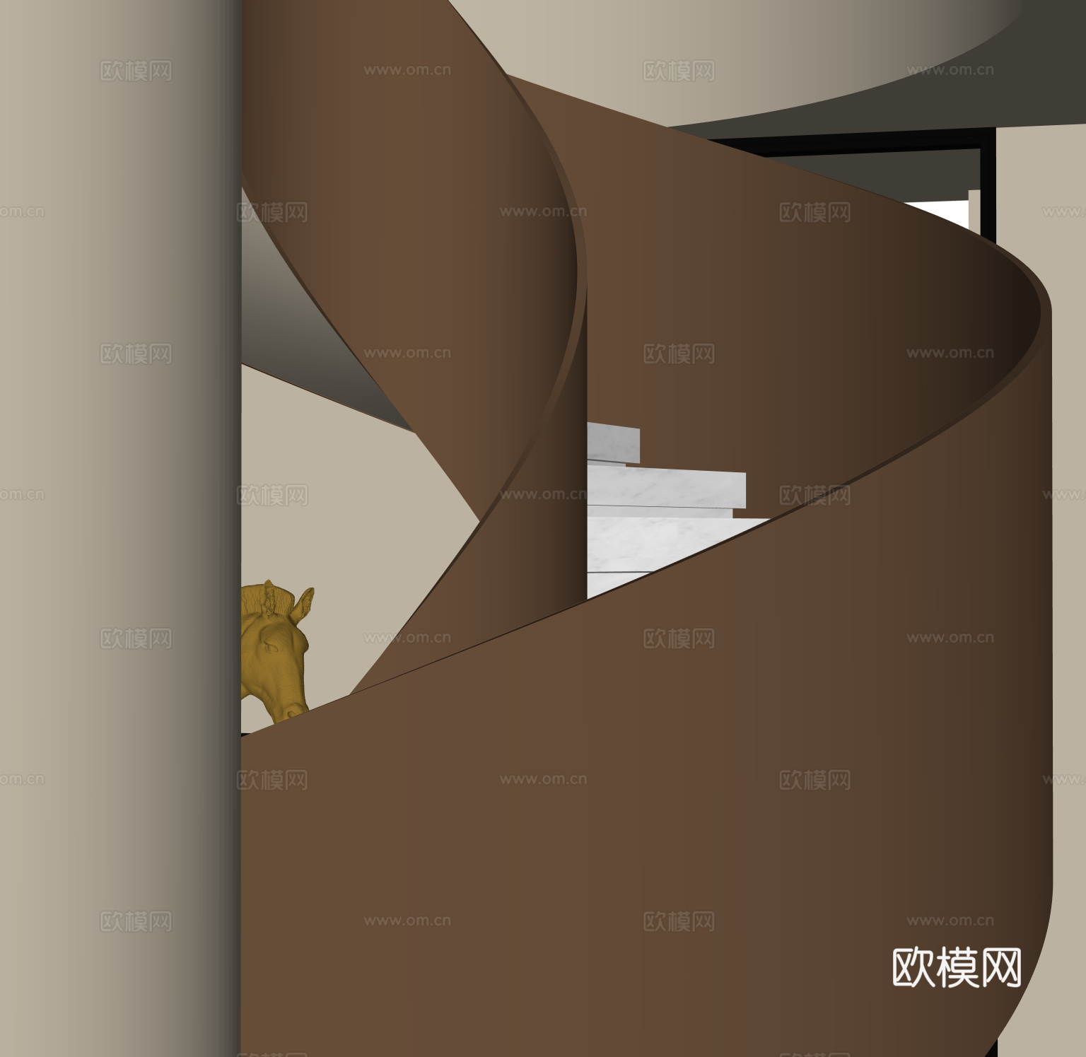 现代旋转楼梯su模型