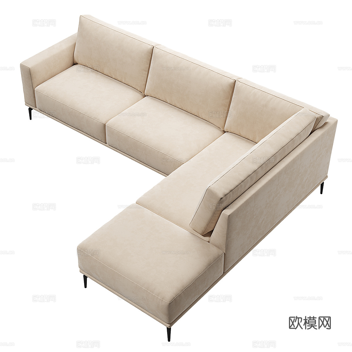 现代意式布艺转角沙发3d模型