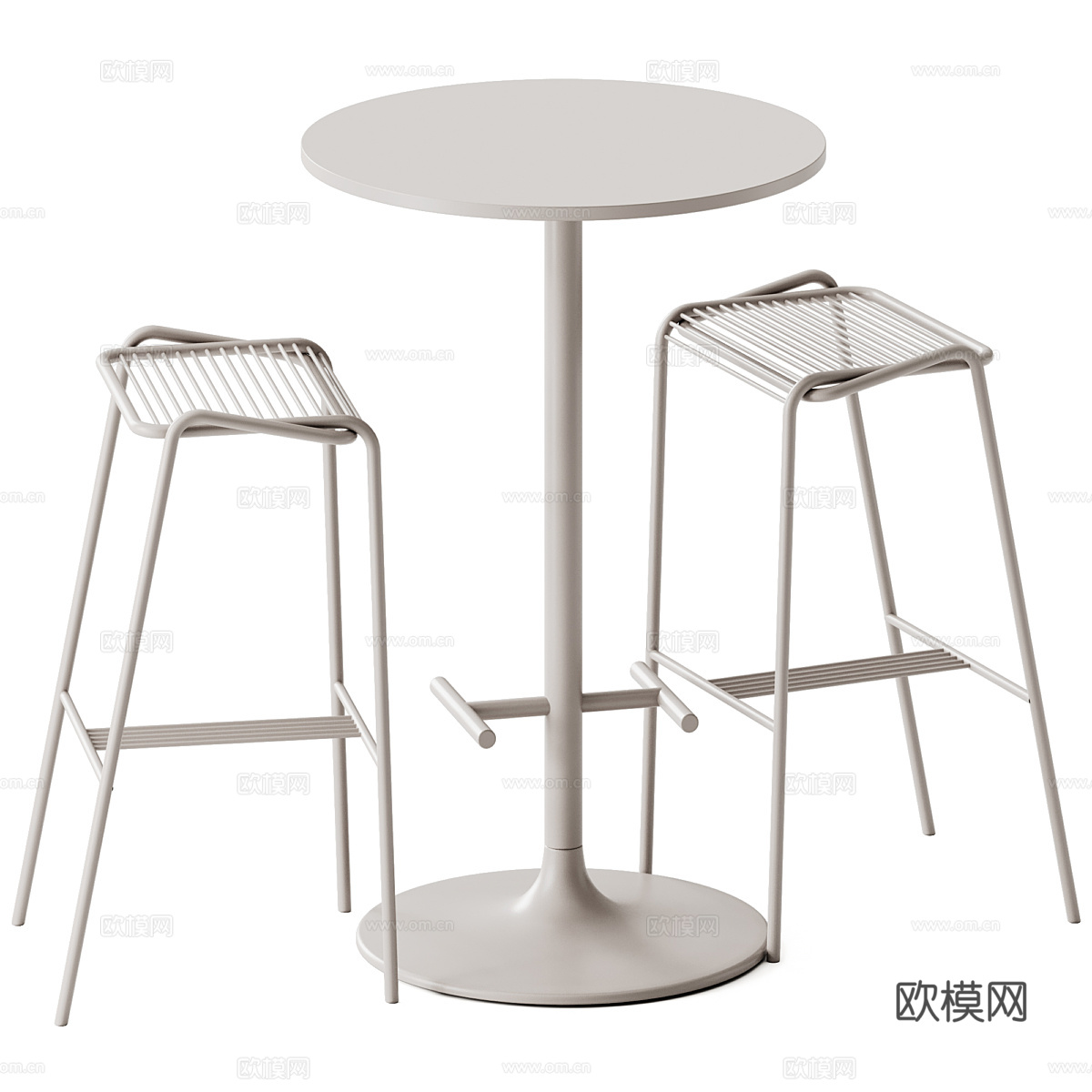 现代意式极简休闲桌椅3d模型