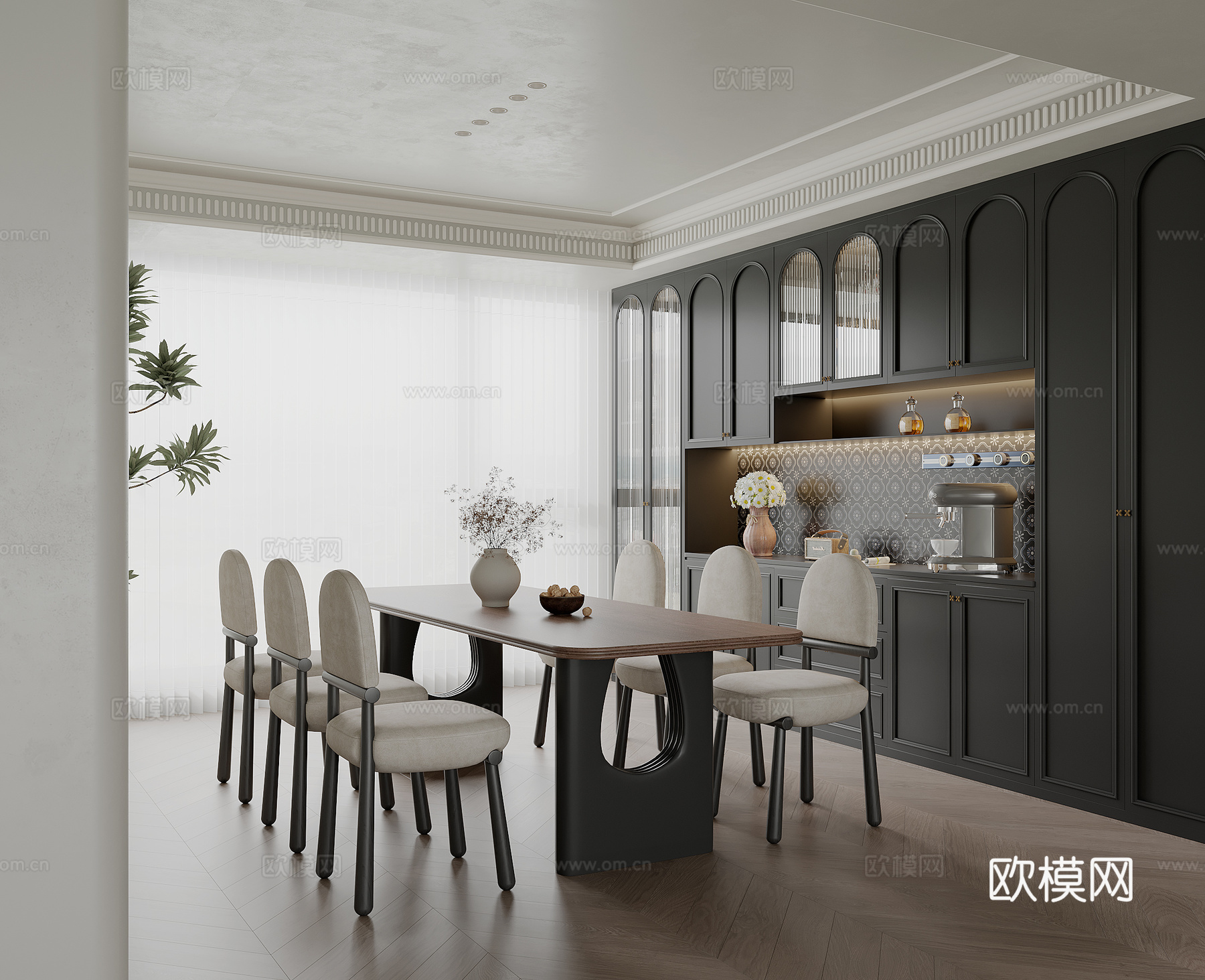 法式餐厅   法式餐桌椅3d模型