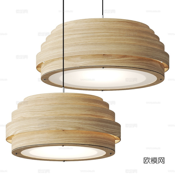 新中式原木風(fēng)木質(zhì)裝飾吊燈3d模型下載