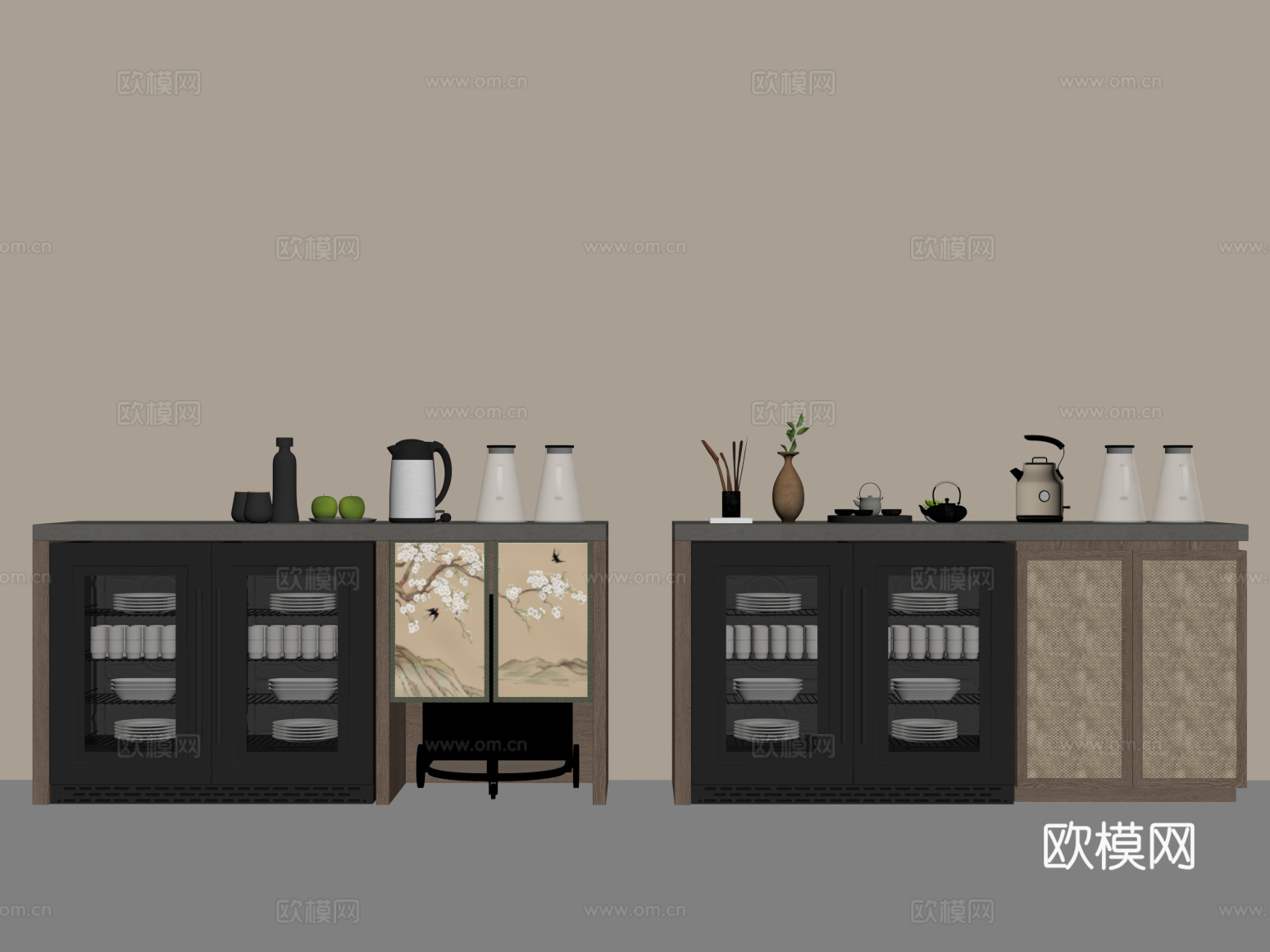 现代备餐台 茶水柜su模型