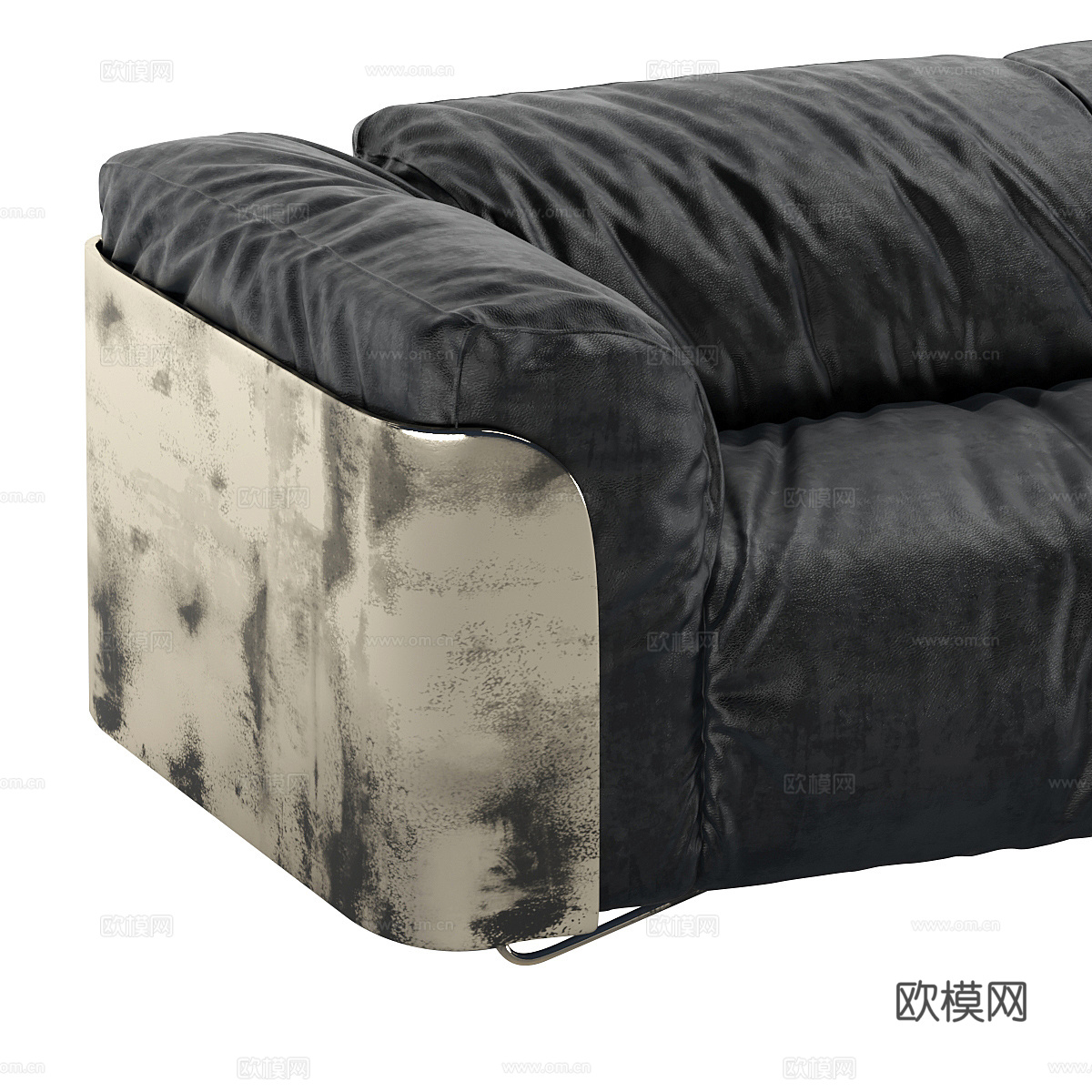 现代意式皮革休闲沙发3d模型