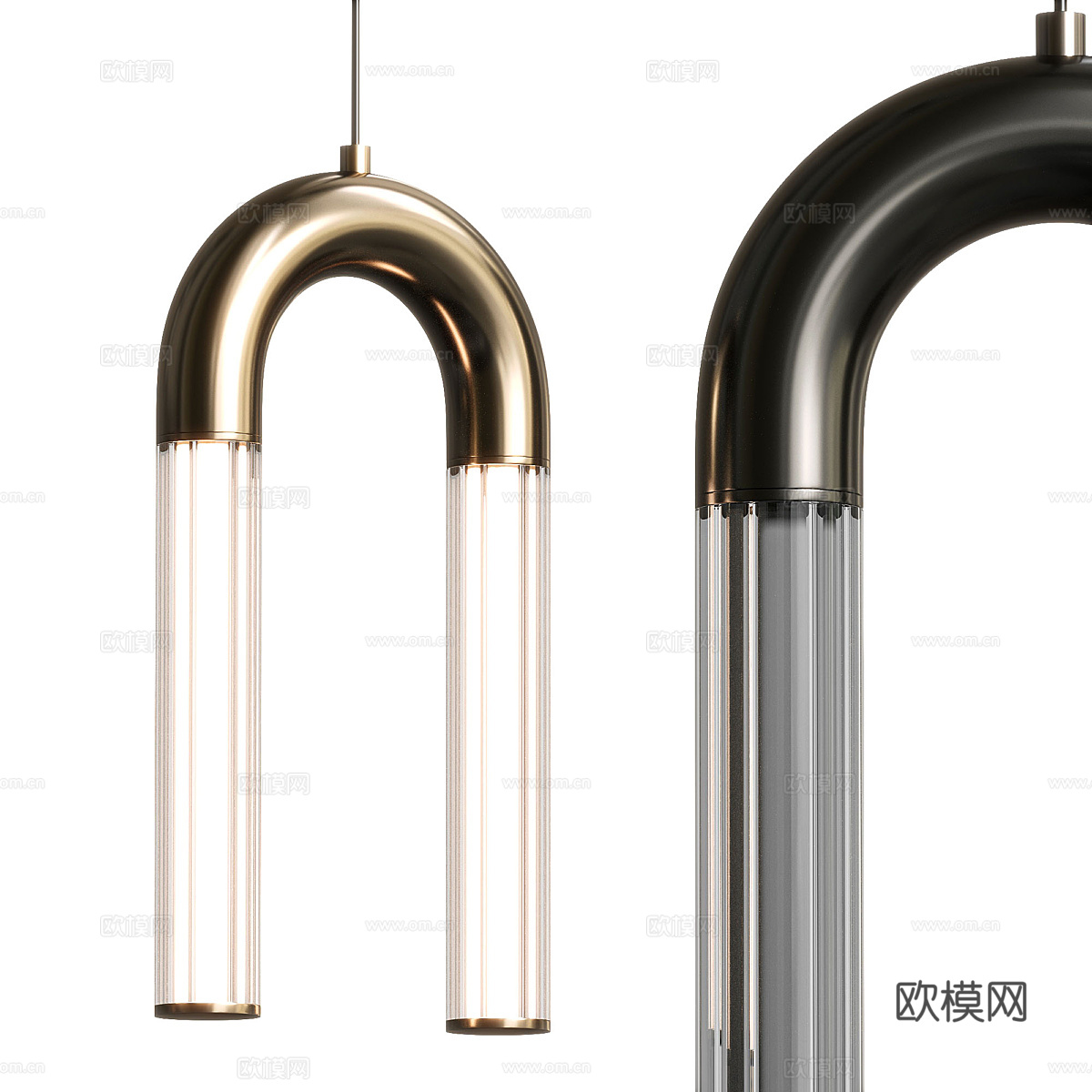 现代轻奢金属玻璃装饰吊灯3d模型