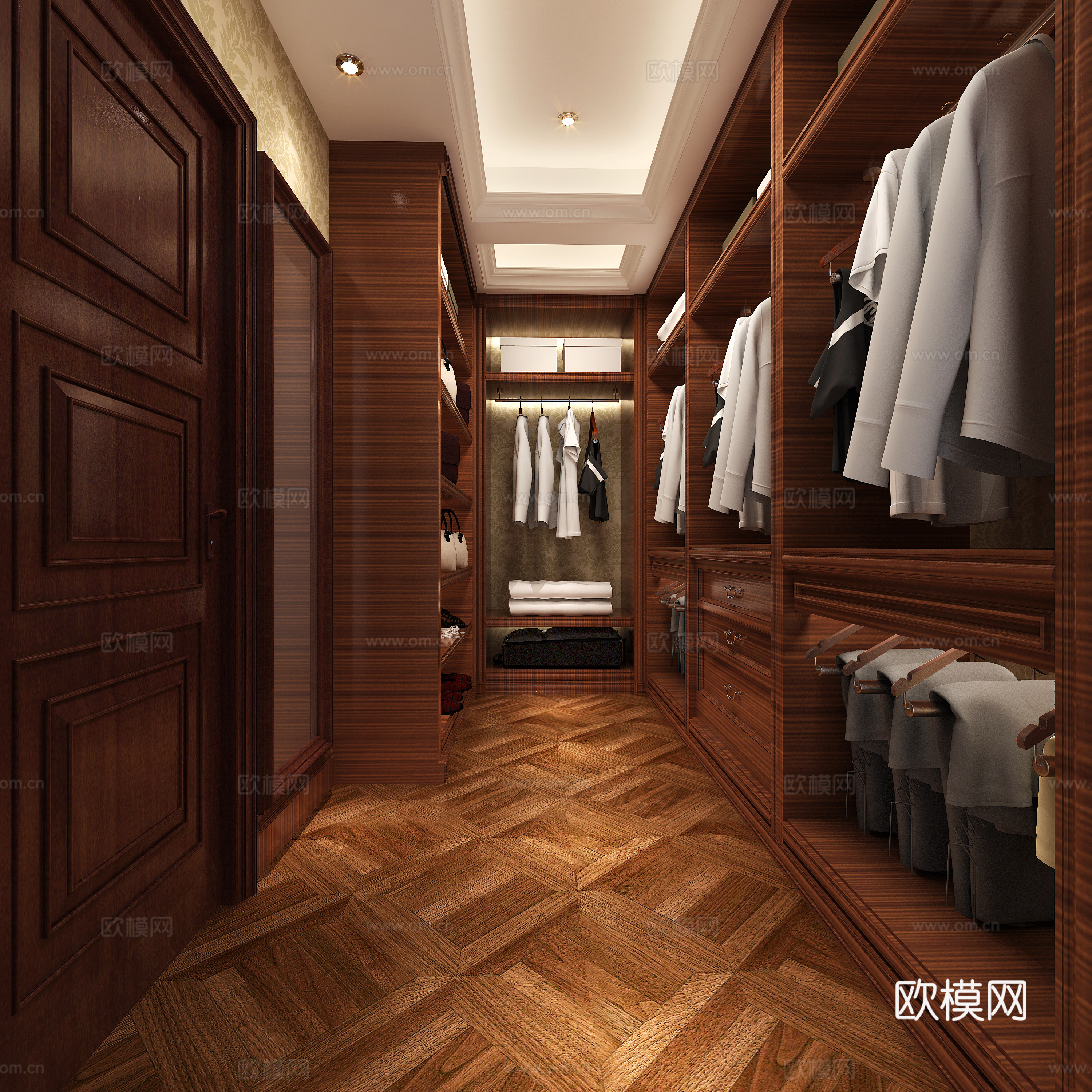 欧式简约卧室衣帽间3d模型