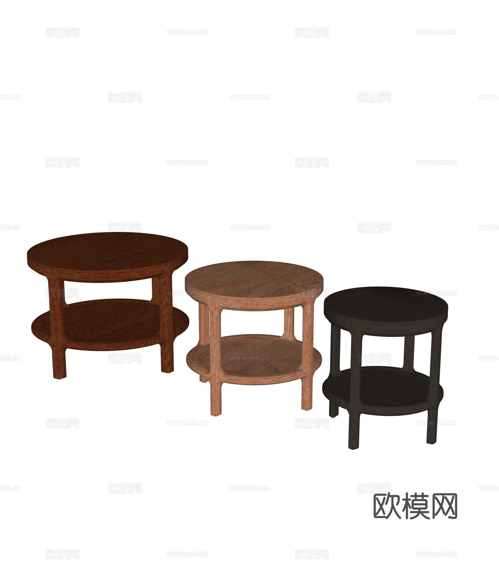 中古风边几 圆几 床头柜su模型