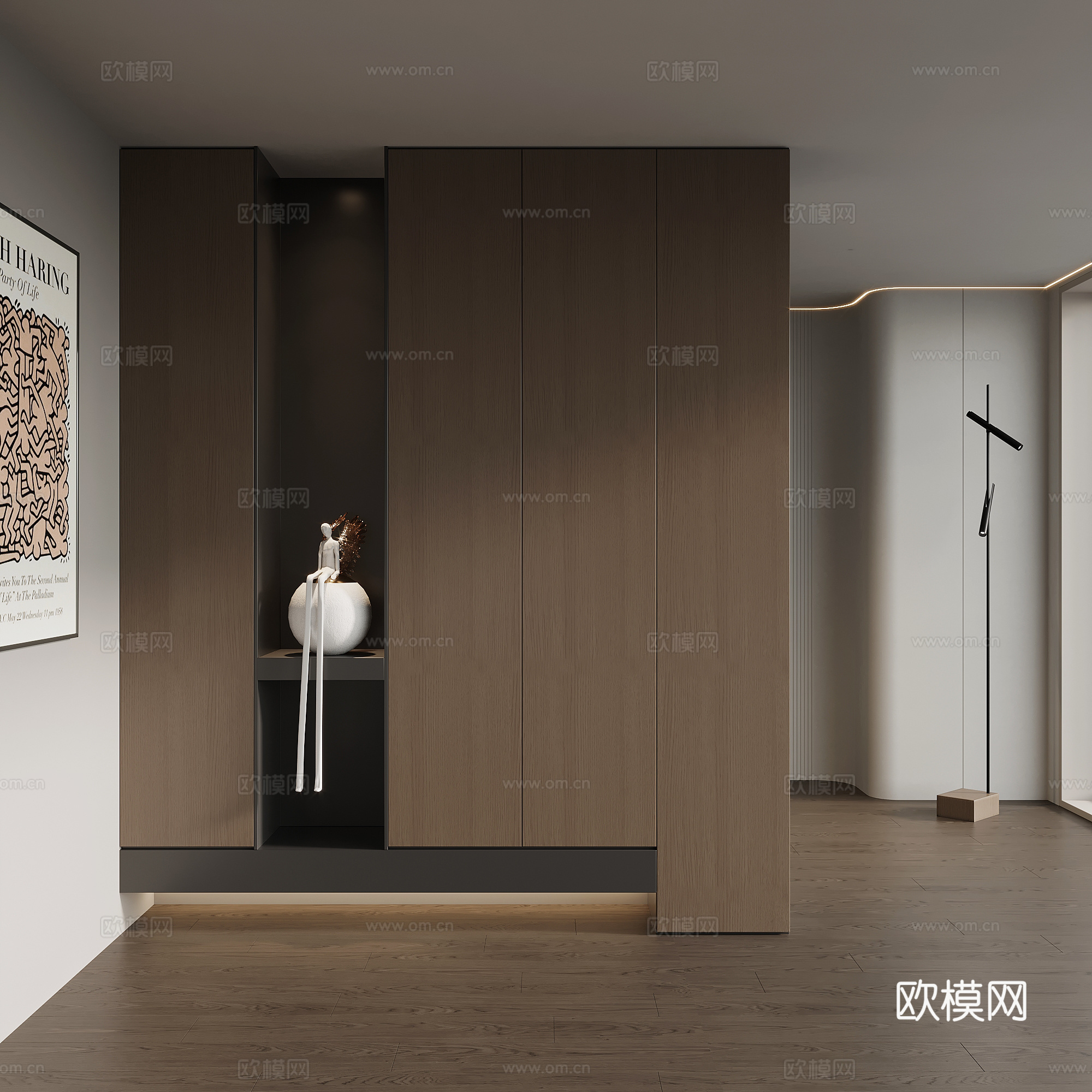 意式极简玄关柜 入户鞋柜3d模型