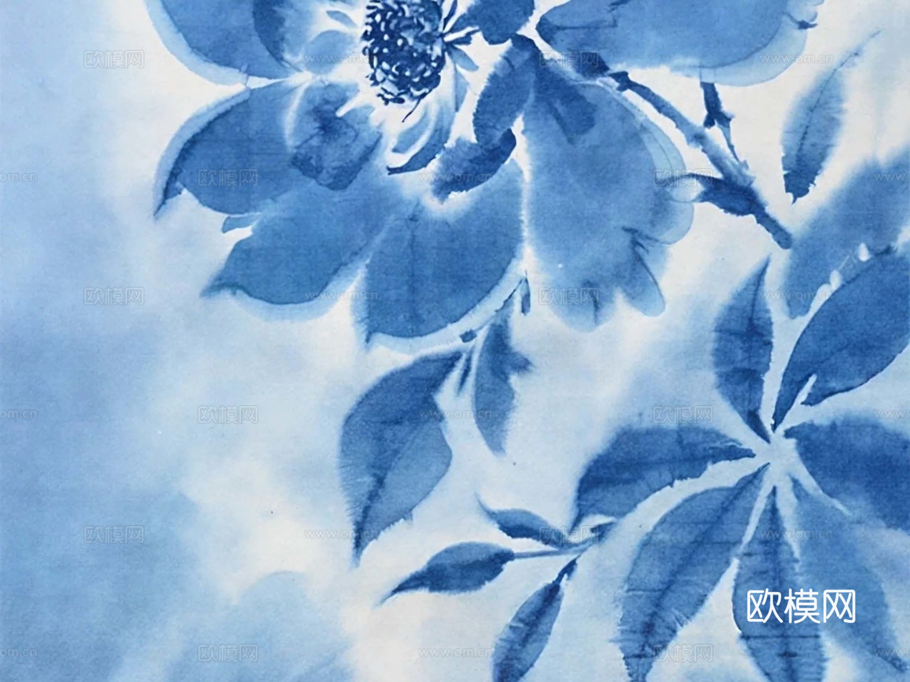 蓝色扎染布纹