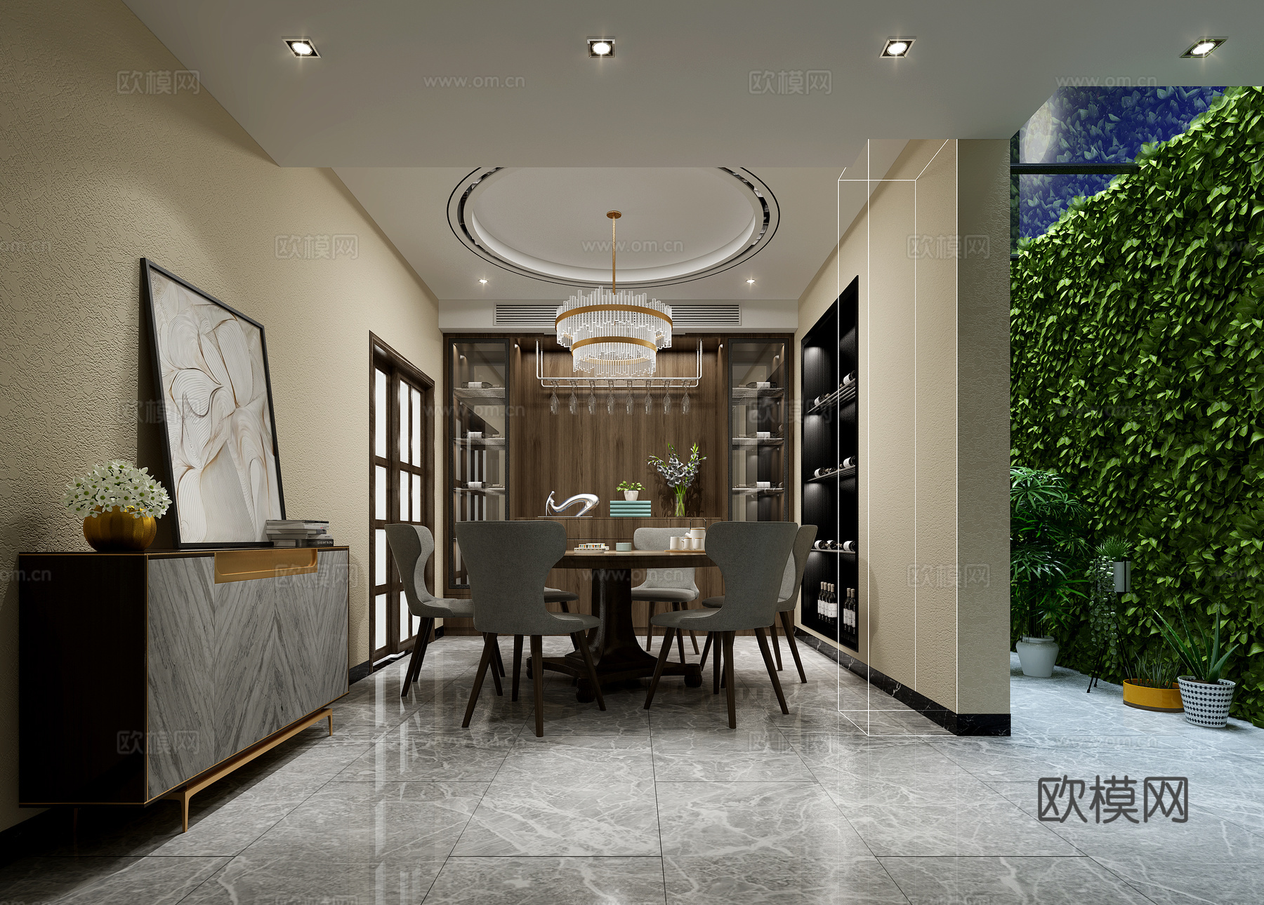 现代轻奢餐厅3d模型