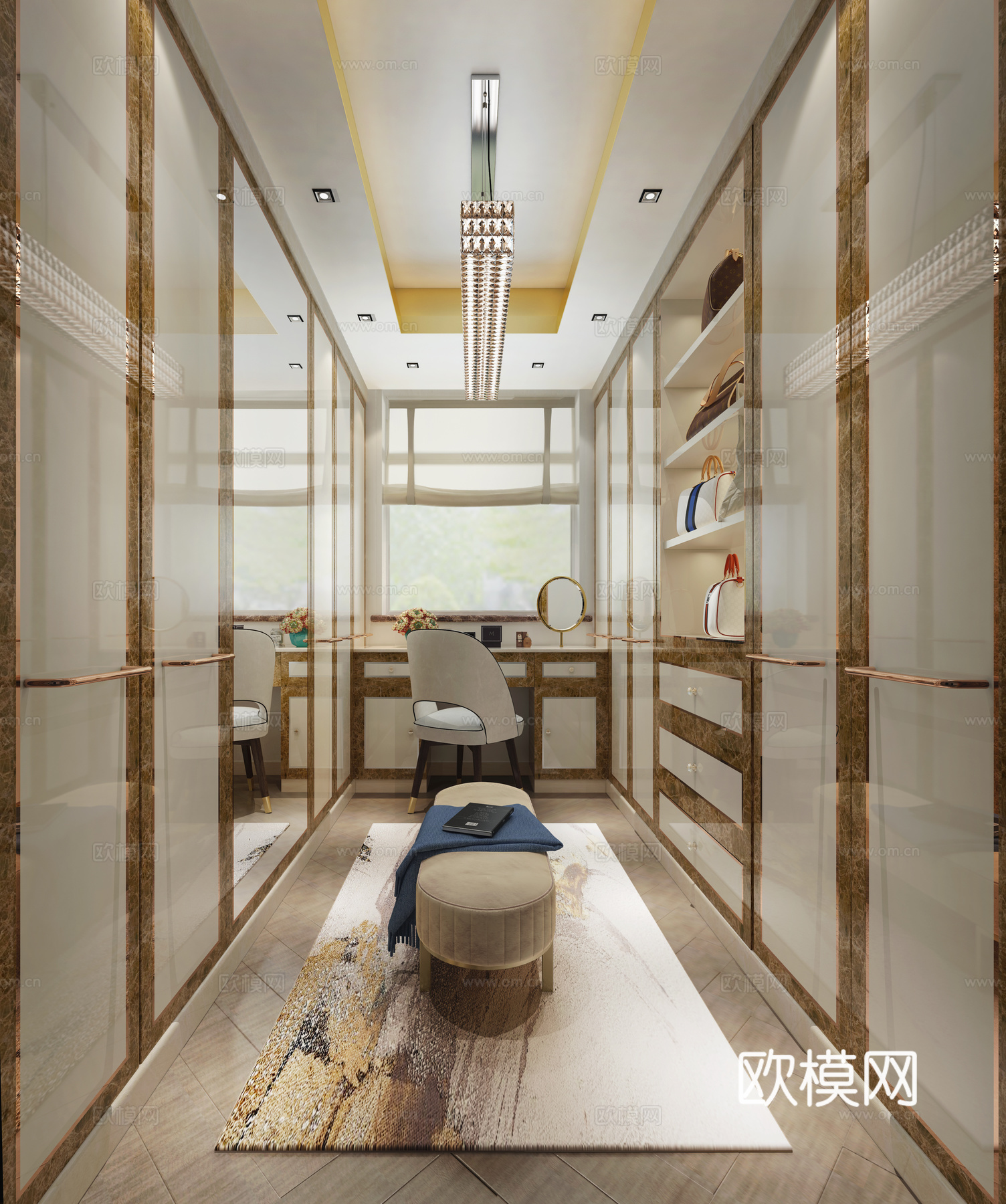 衣帽间 化妆台 矮凳3d模型