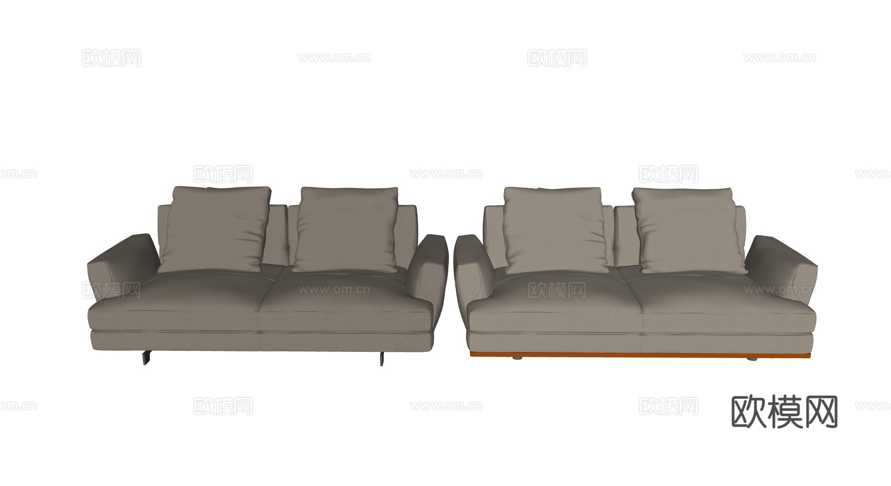 poltrona现代双人沙发 皮沙发 多人沙发su模型