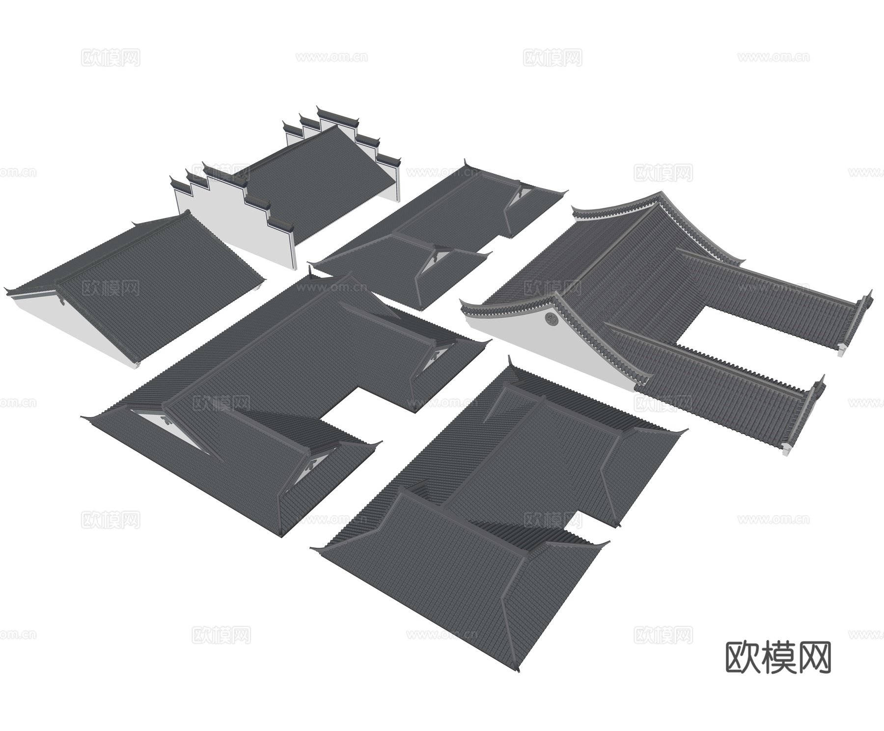 屋檐 飞檐 四合院su模型