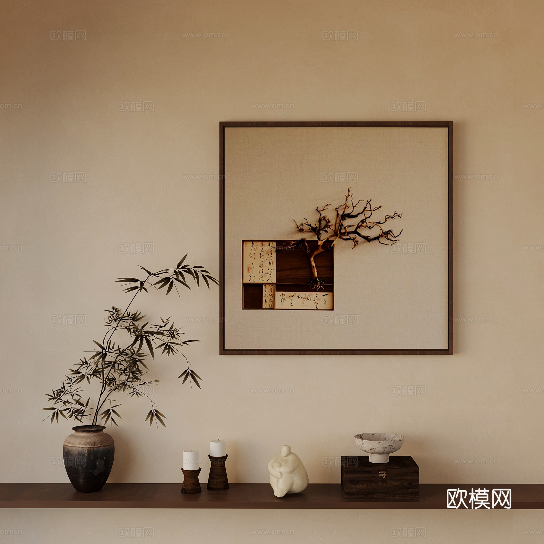 新中式装饰画 挂件 饰品摆件su模型