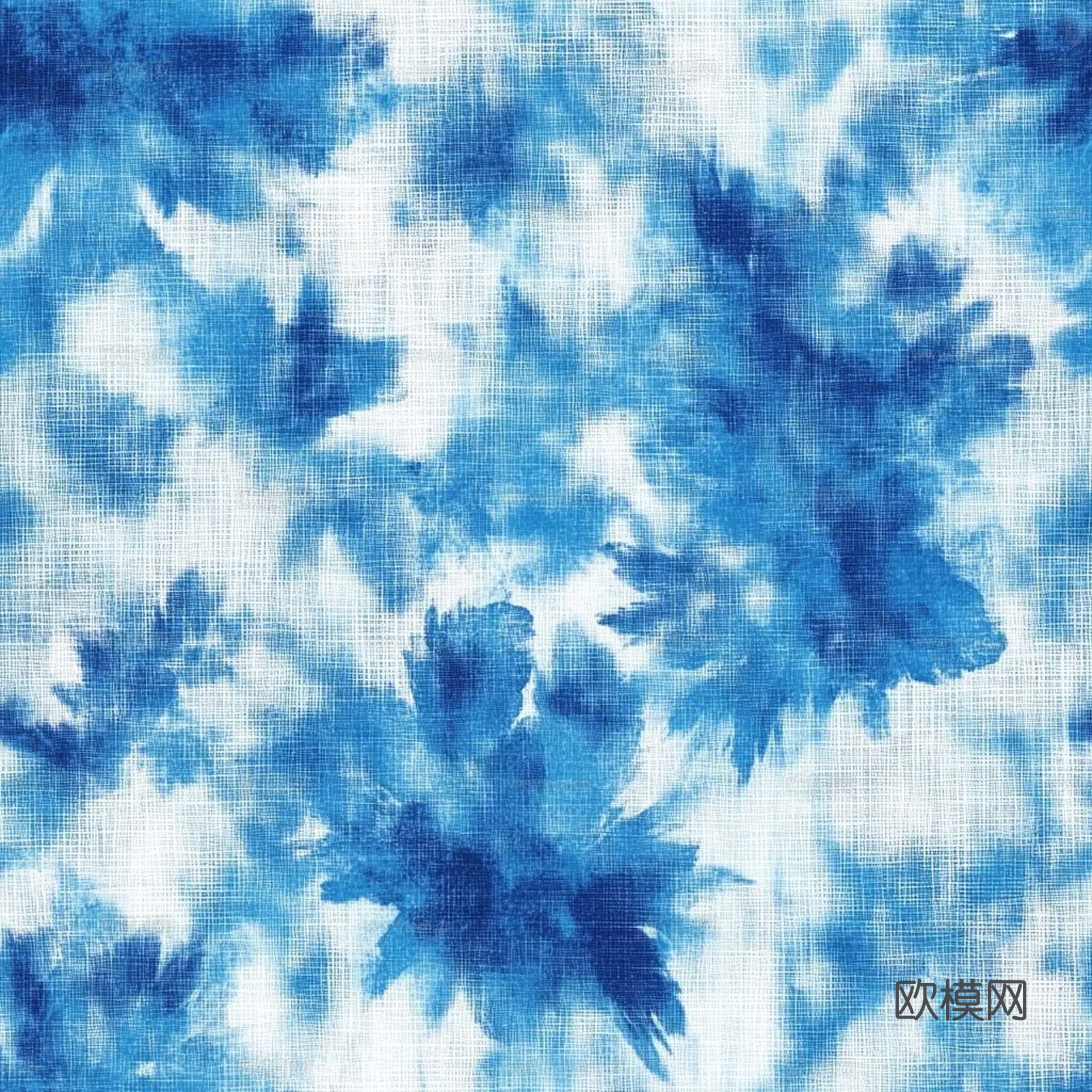 蓝色扎染布纹