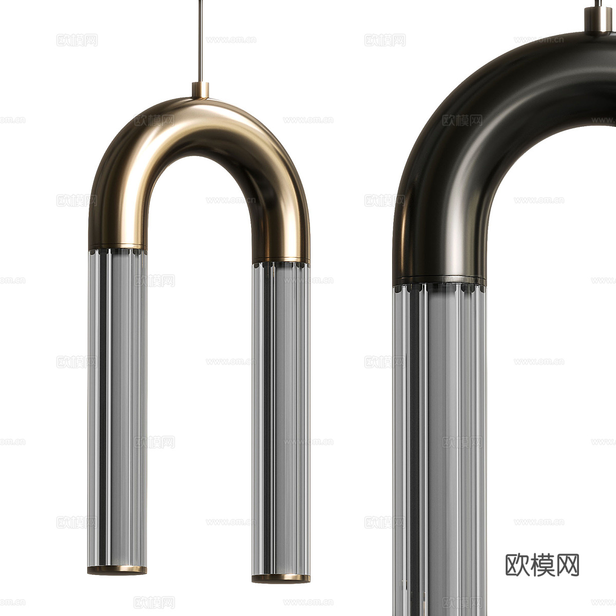 现代轻奢金属玻璃装饰吊灯3d模型