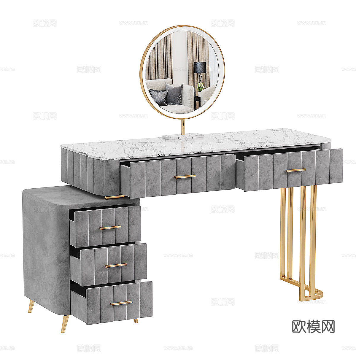 现代意式轻奢梳妆台 梳妆桌3d模型