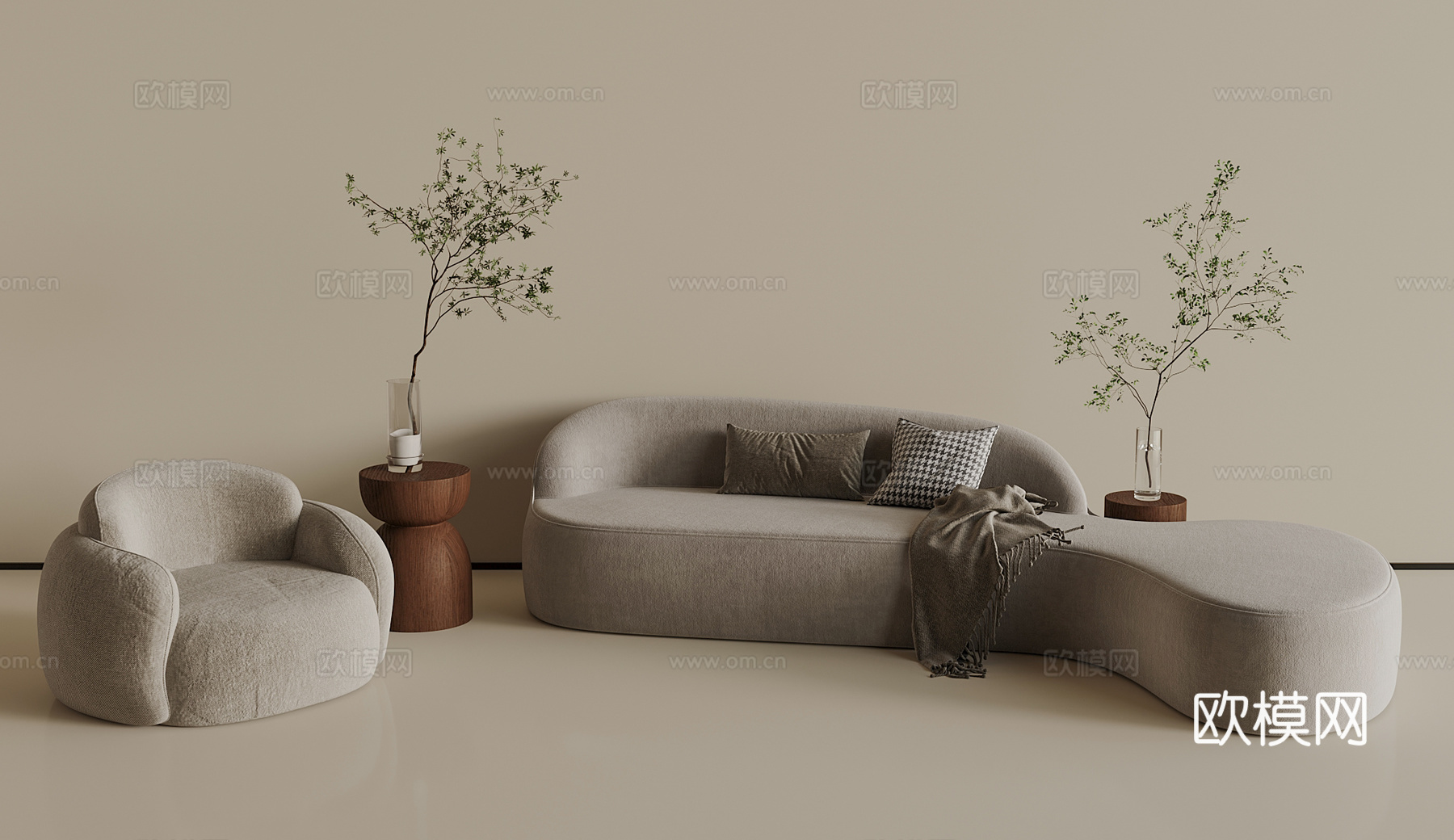 现代奶油异性沙发 布艺沙发3d模型
