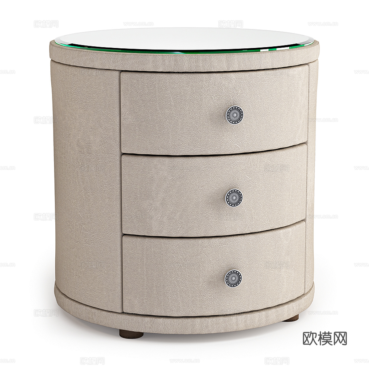 现代意式轻奢圆形床头柜3d模型