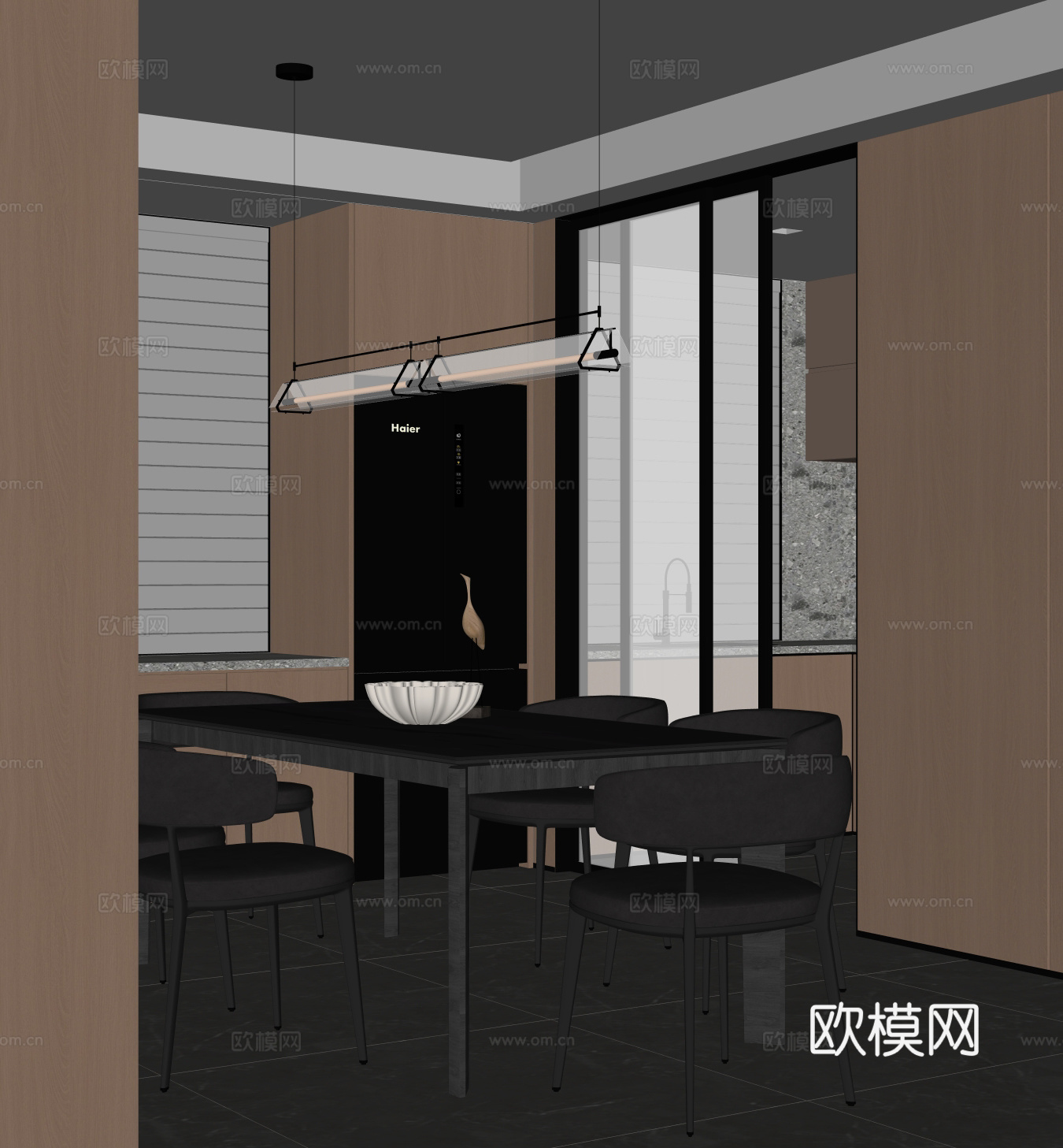 现代意式餐厅su模型