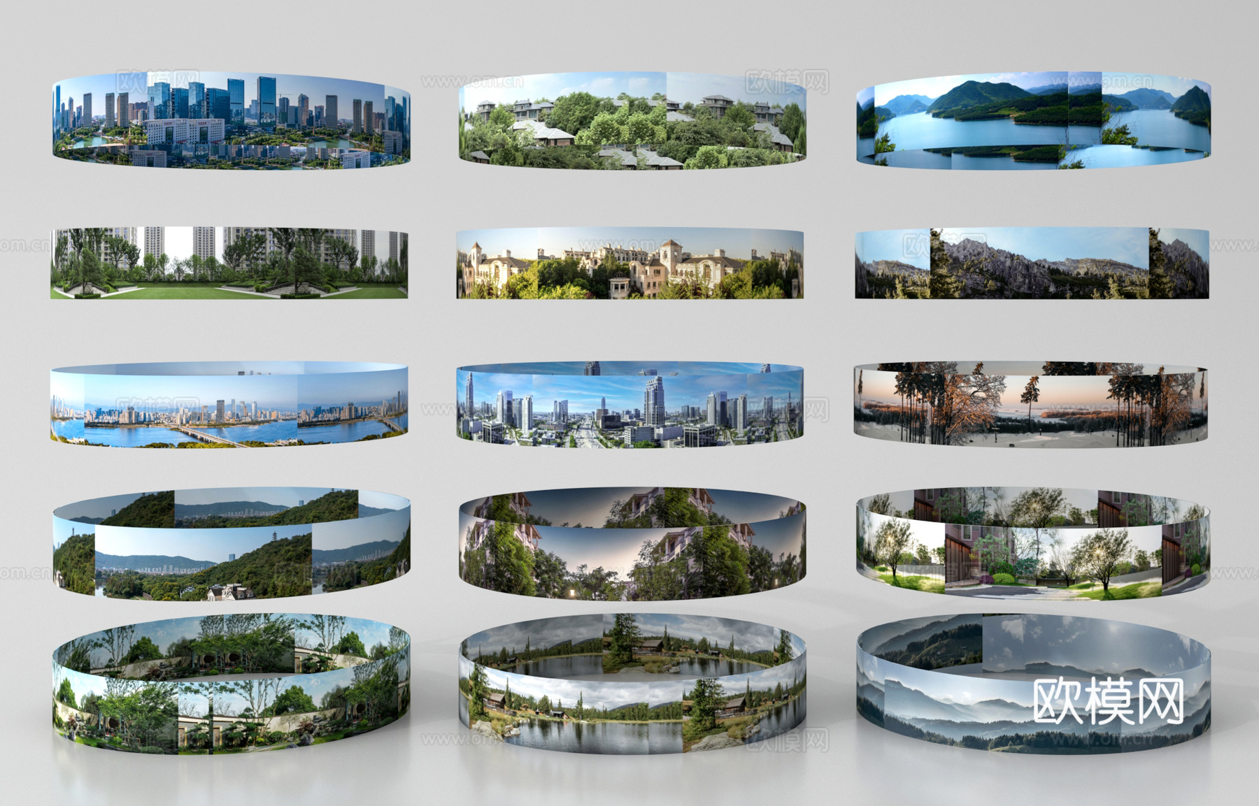 环绕背景 城市背景 绿植背景 森林外景3d模型