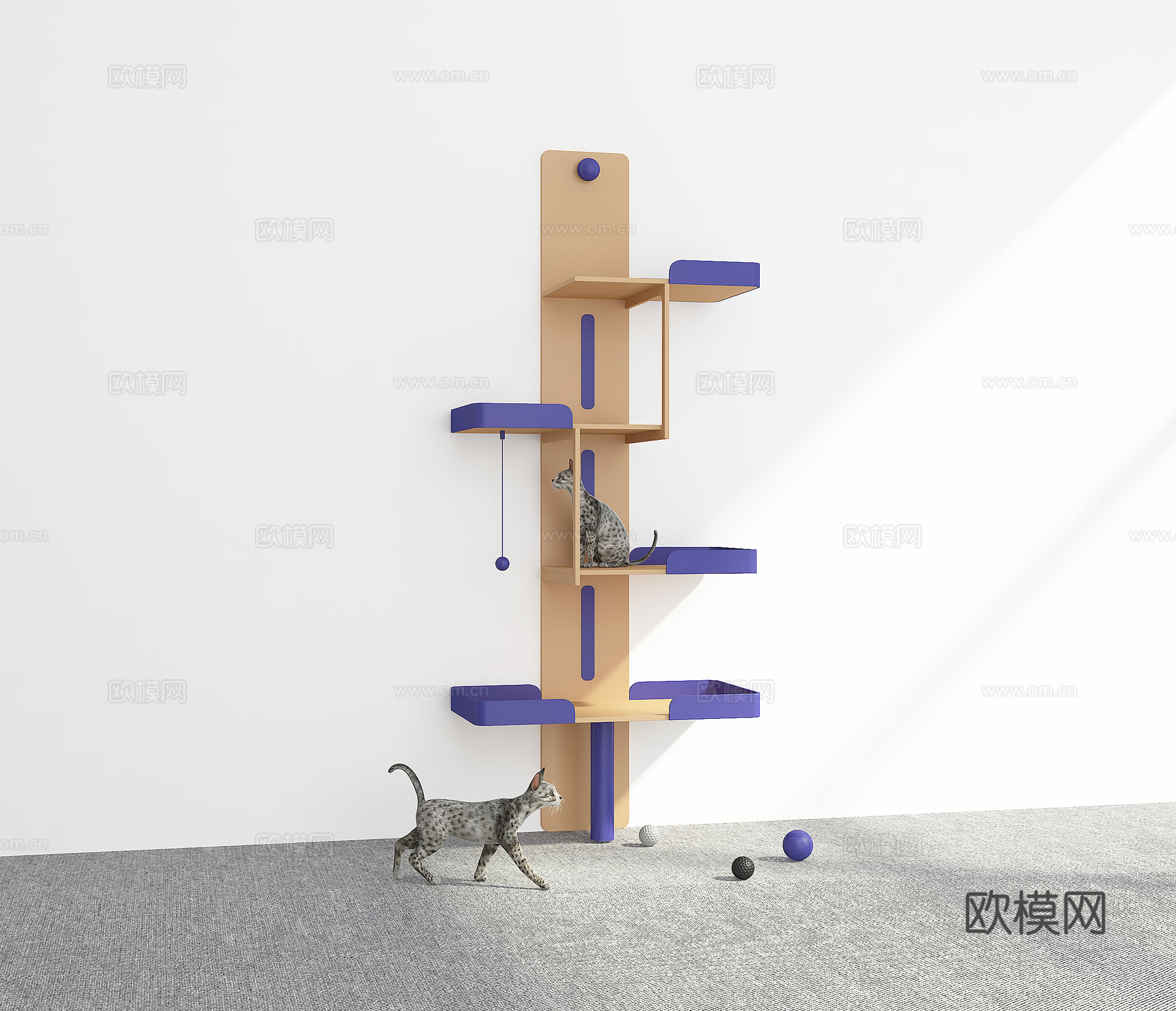 现代爬猫架3d模型