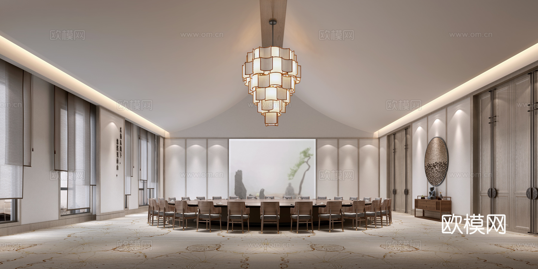 禅意酒店大包间3d模型