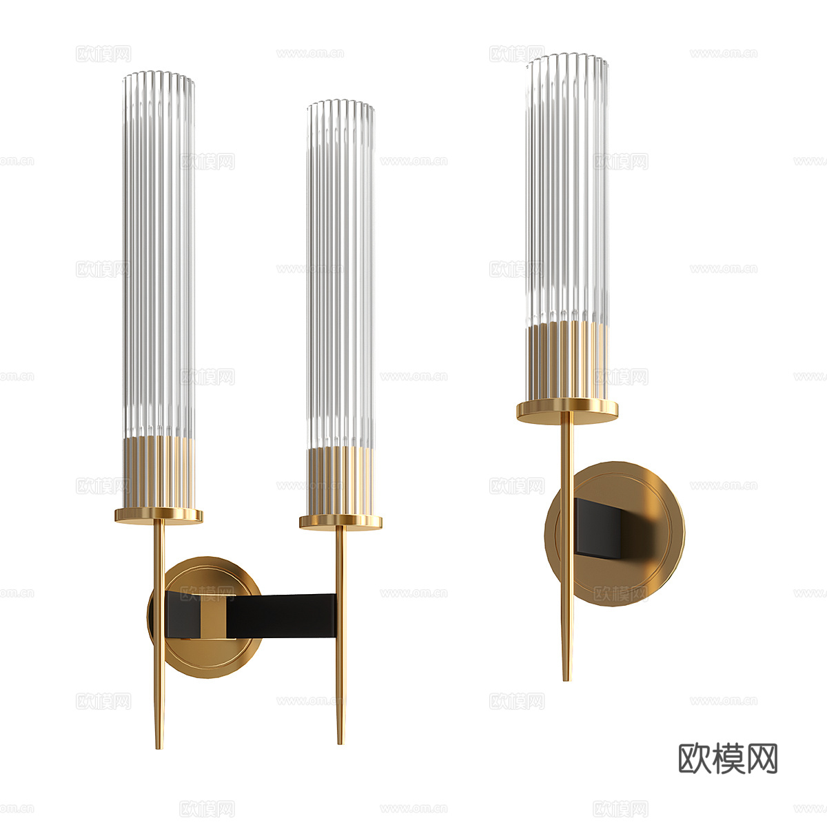 现代轻奢金属玻璃装饰壁灯3d模型