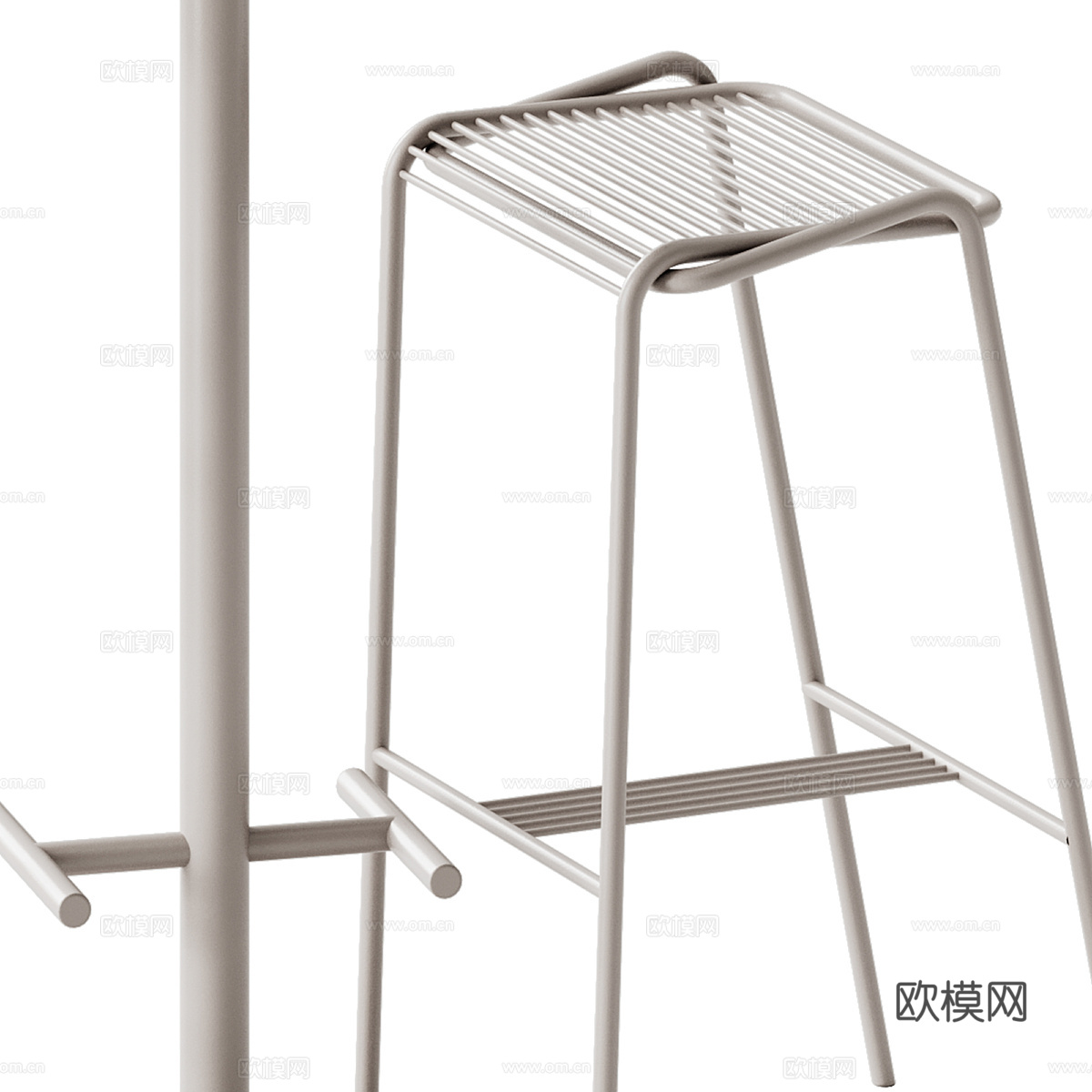 现代意式极简休闲桌椅3d模型