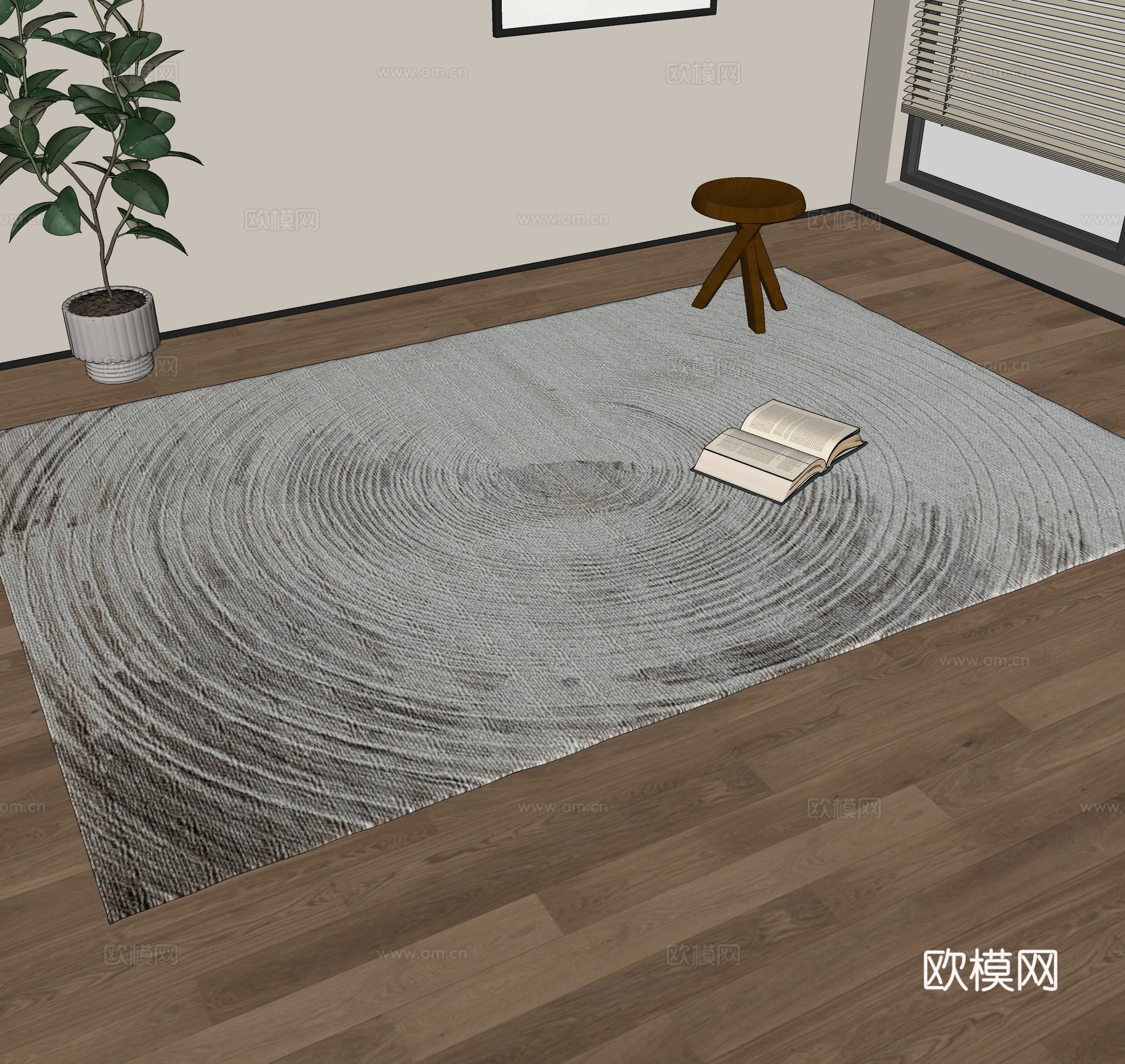 新中式地毯 现代地毯 简约地毯su模型