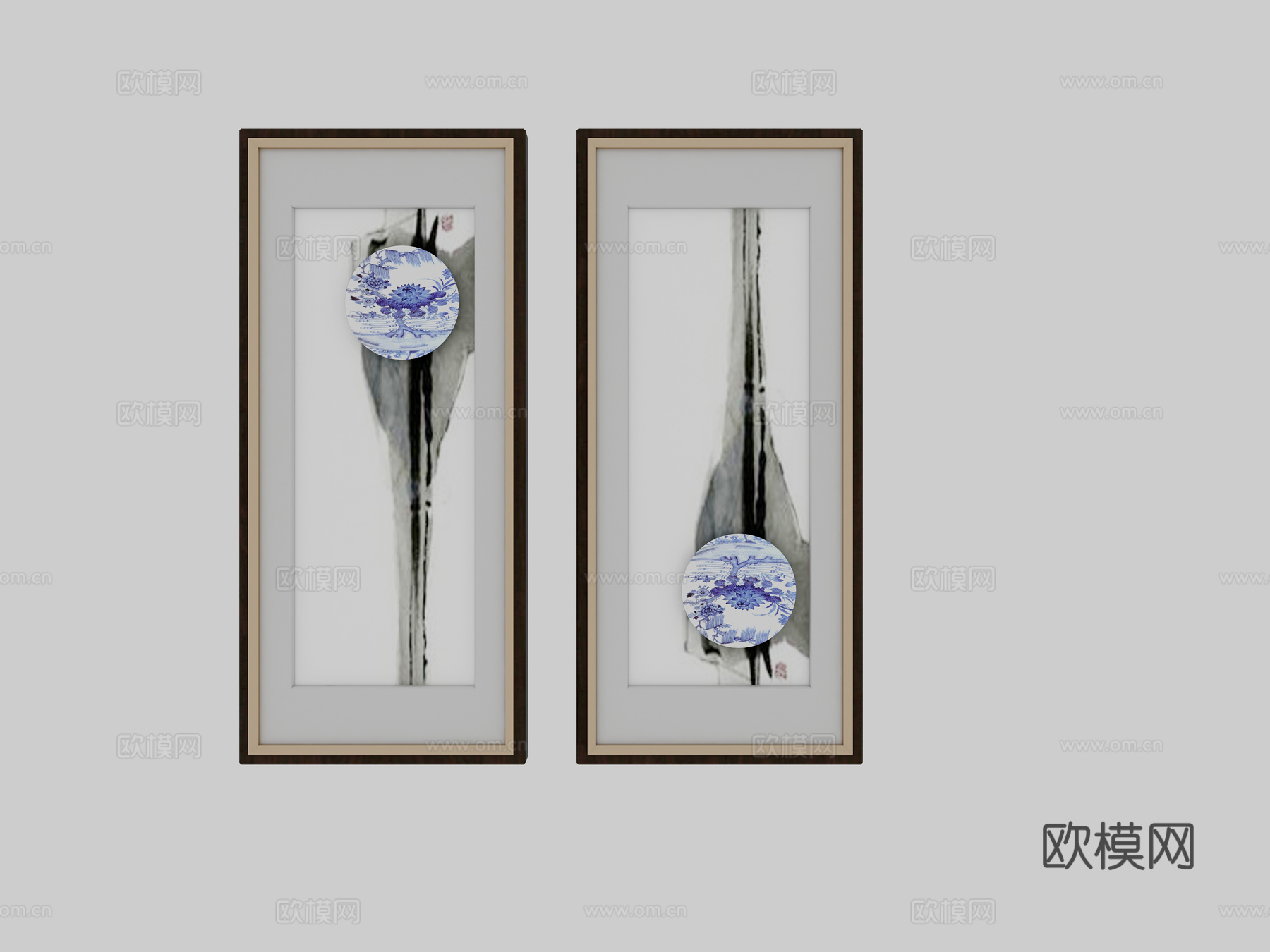 新中式挂画组合3d模型