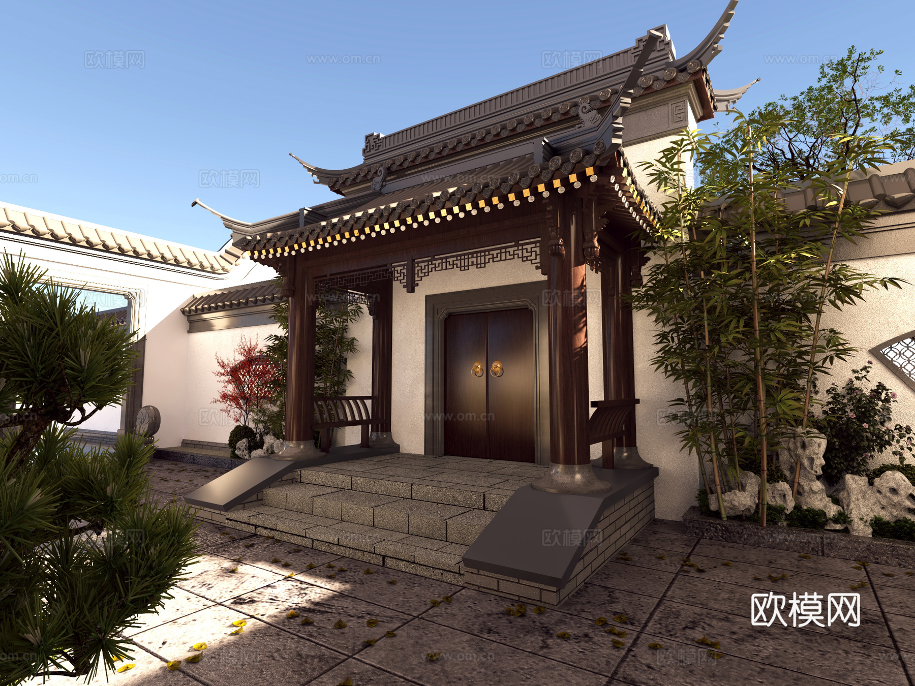 古建 小镇 民宿 中式建筑 四合院 江南 灰派 江南 斗拱3d模型