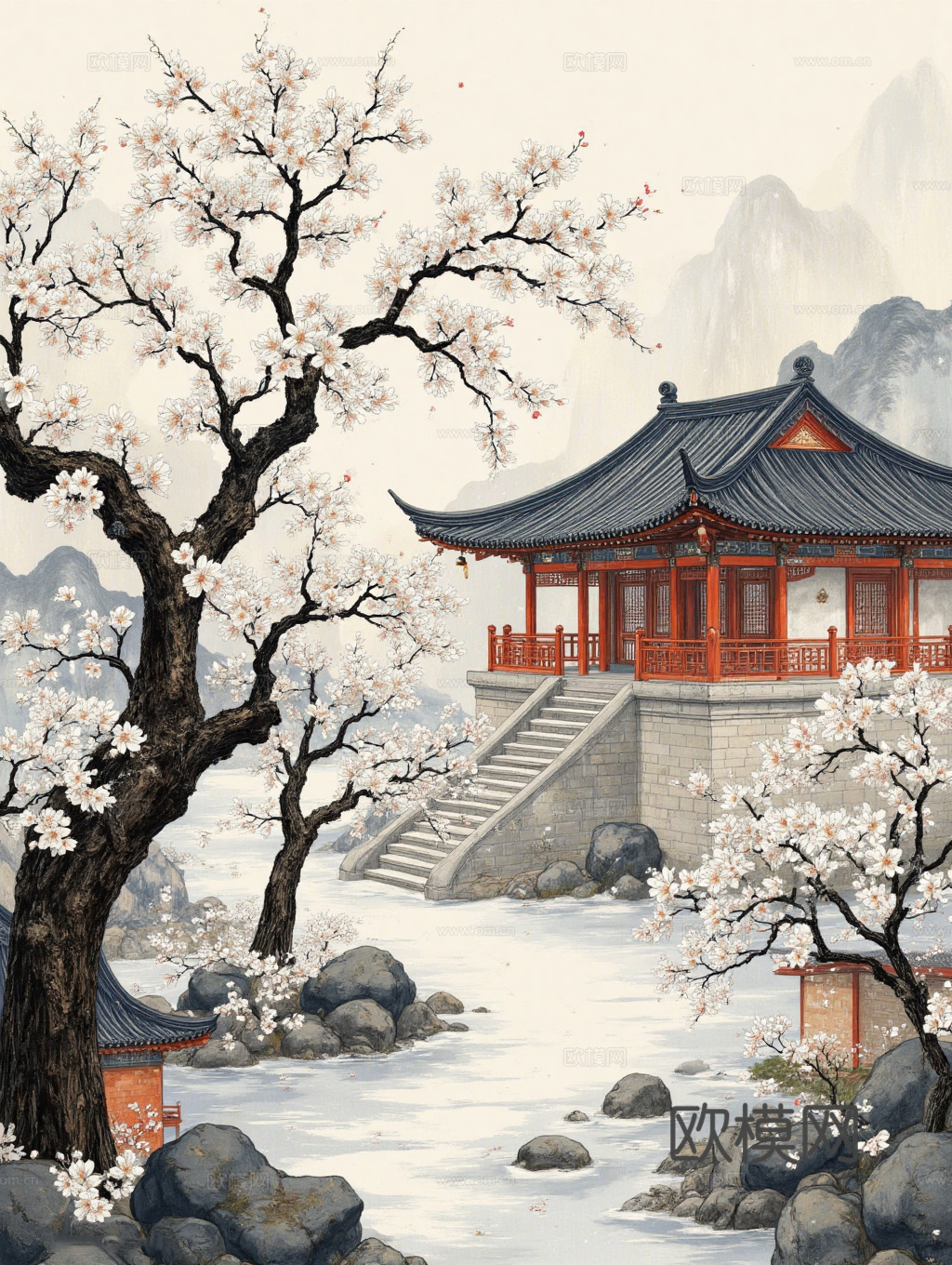 中式古建 装饰挂画