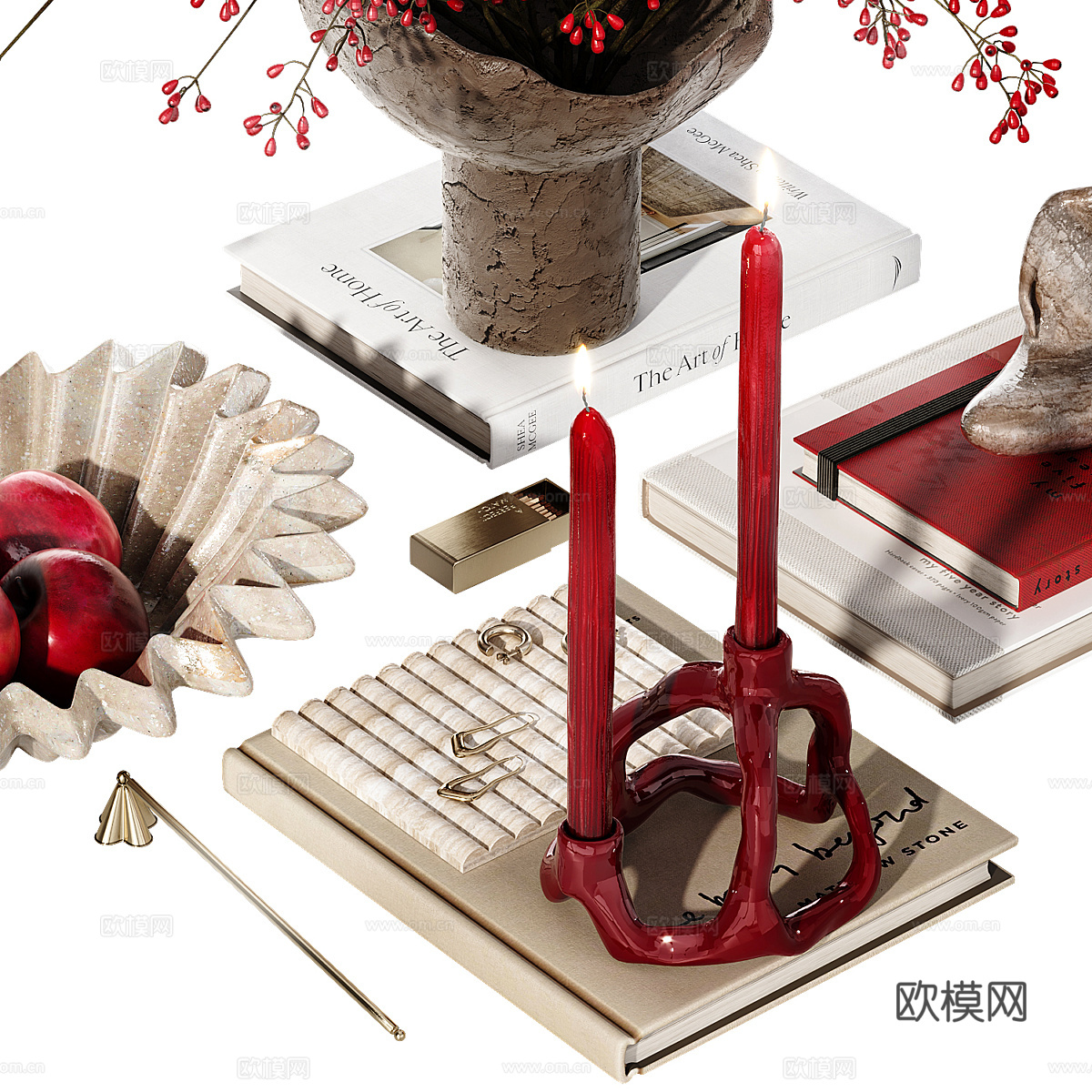 新中式轻奢饰品摆件组合3d模型
